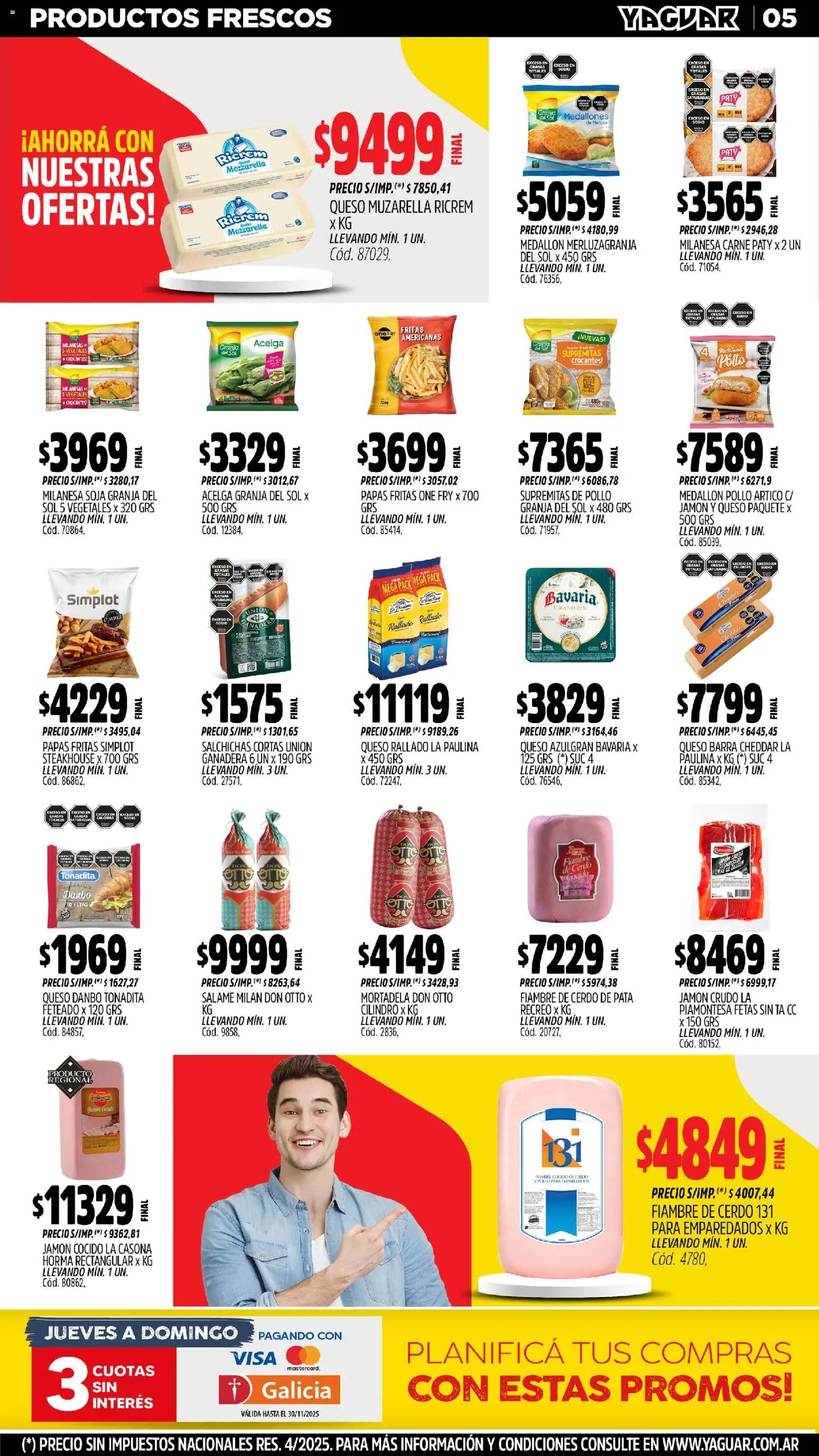 Yaguar - Neuquén │ válido desde el 17.11.2025 | Página: 5 | Productos: Jamón cocido, Mortadela, Queso, Salame