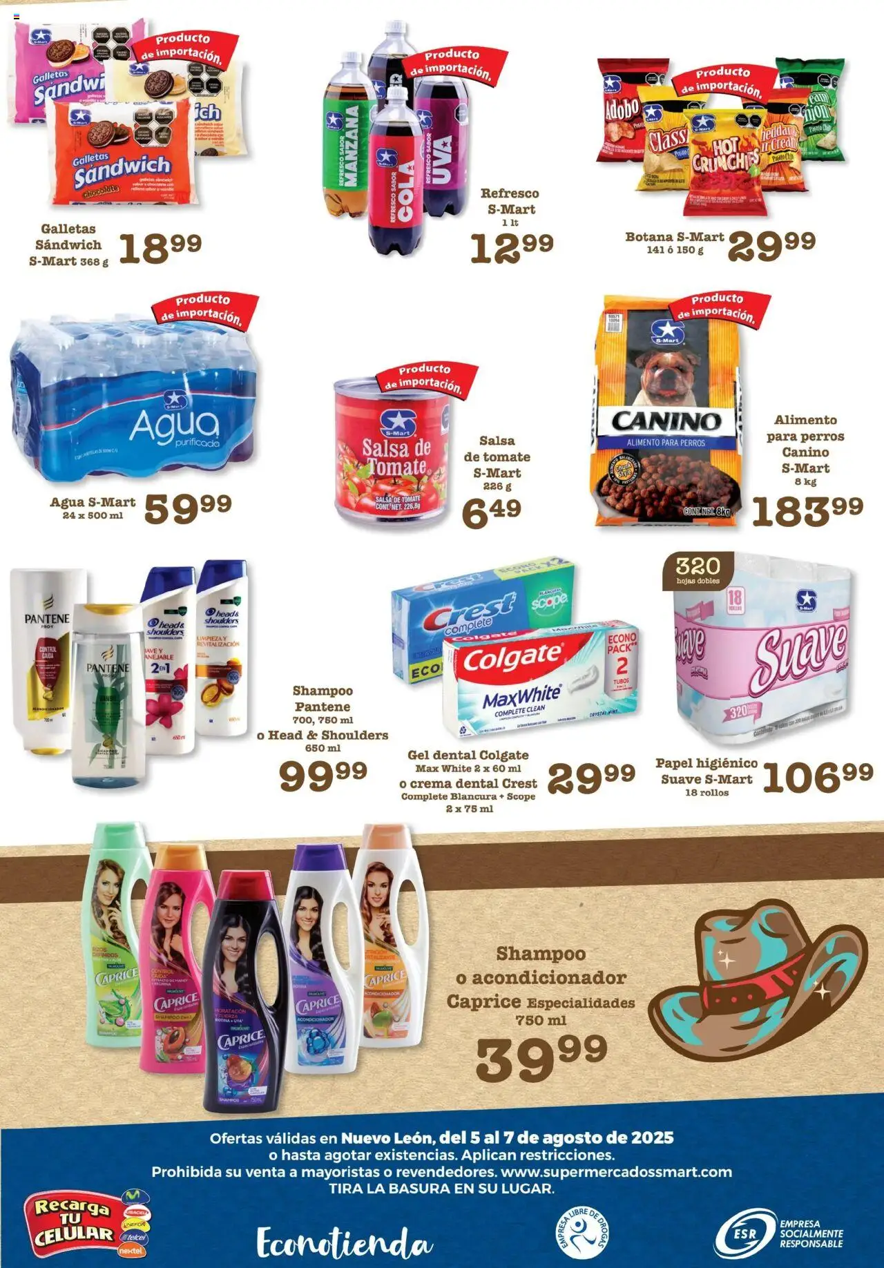 Nuevas ofertas de S-Mart válidas en toda la República Mexicana desde el 05.08.2025. ¡Encuentra las mejores ofertas en S-Mart - Folleto - Monterrey! | Página: 6 | Productos: Refresco, Crema, Tomate, Galletas