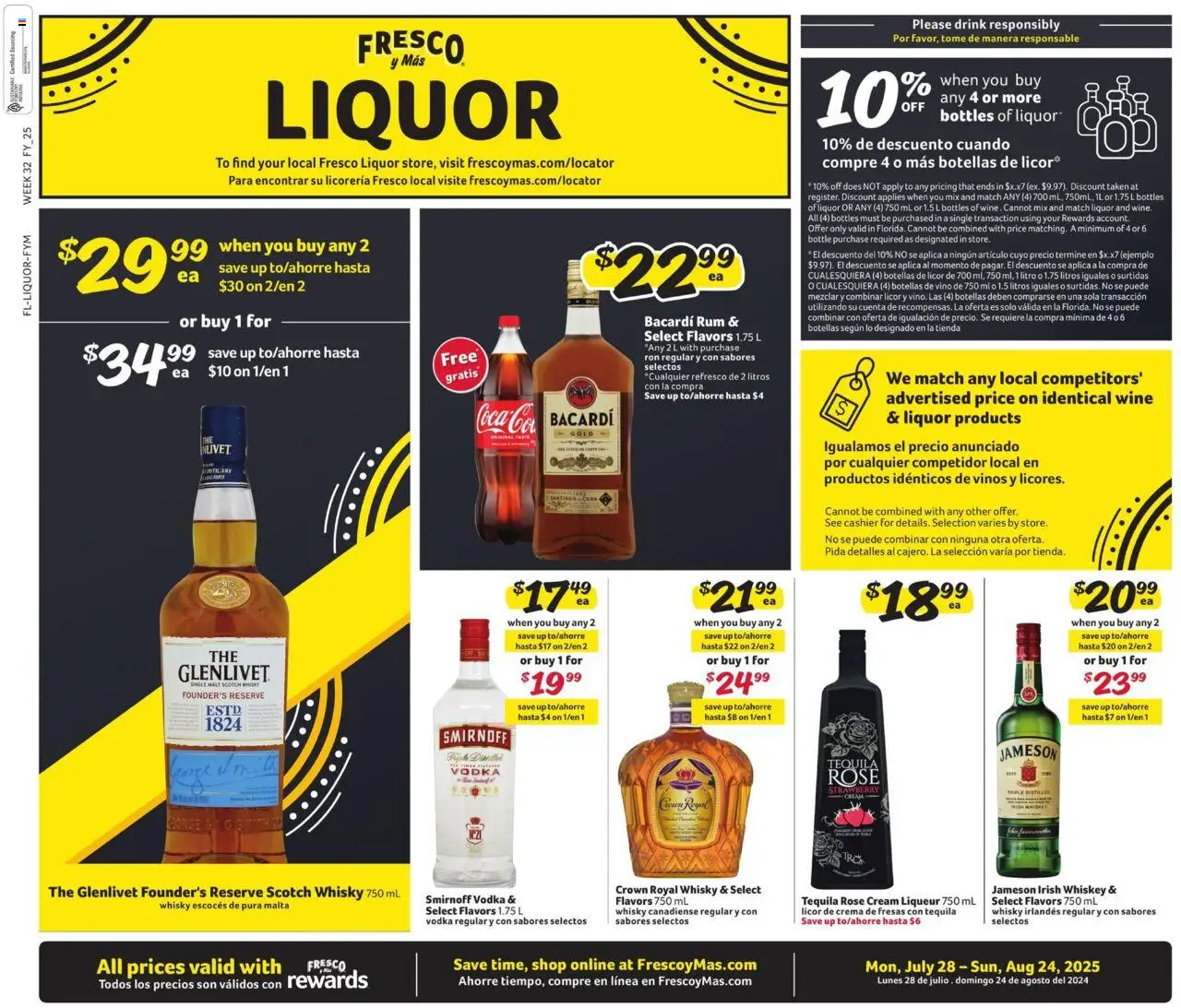 Fresco y Más Alcohol Flyer - valid from 28.07.2025 | Page: 1 | Products: Wine, Cream, Vodka, Whiskey