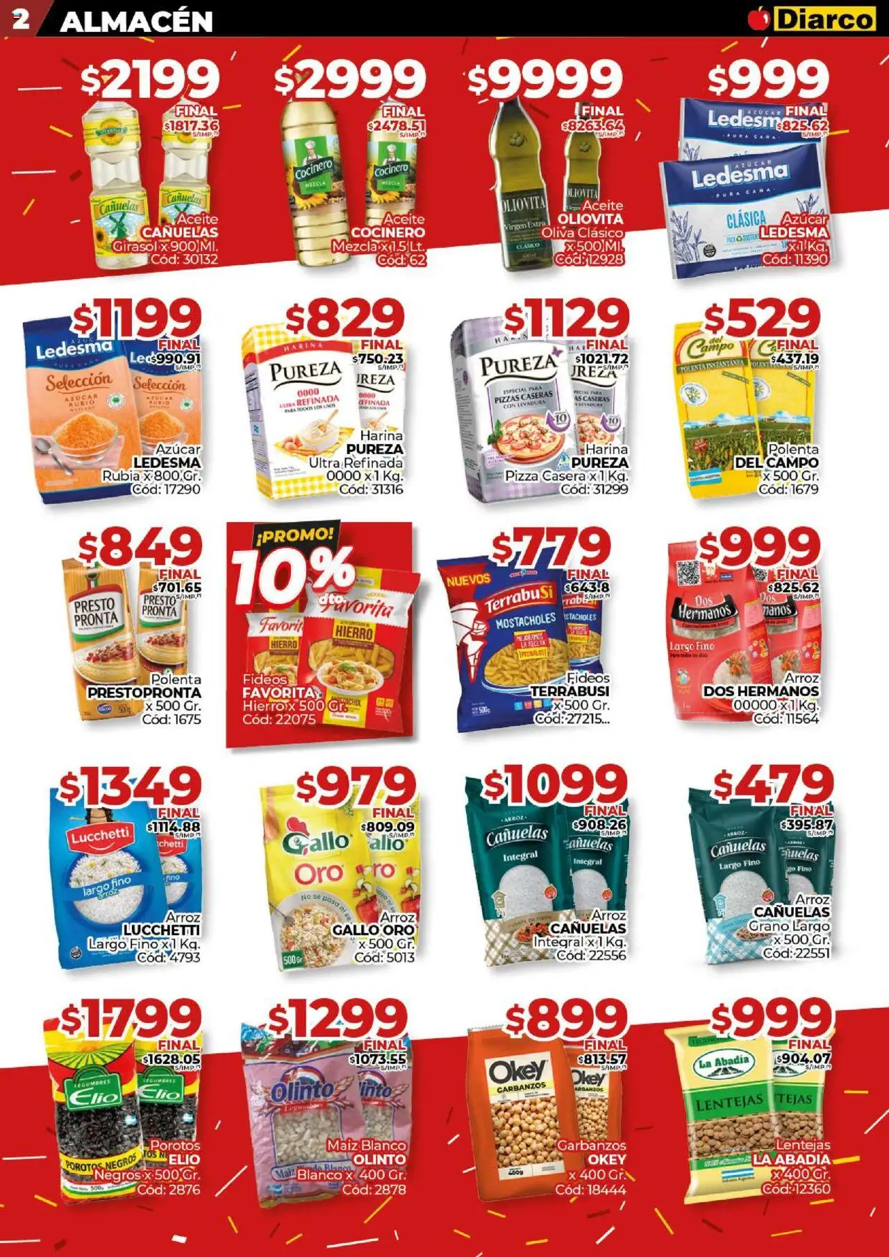 Diarco - Ofertas GBA │ válido desde el 08.09.2025 | Página: 2 | Productos: Tejas, Lentejas, Garbanzos, Oliva