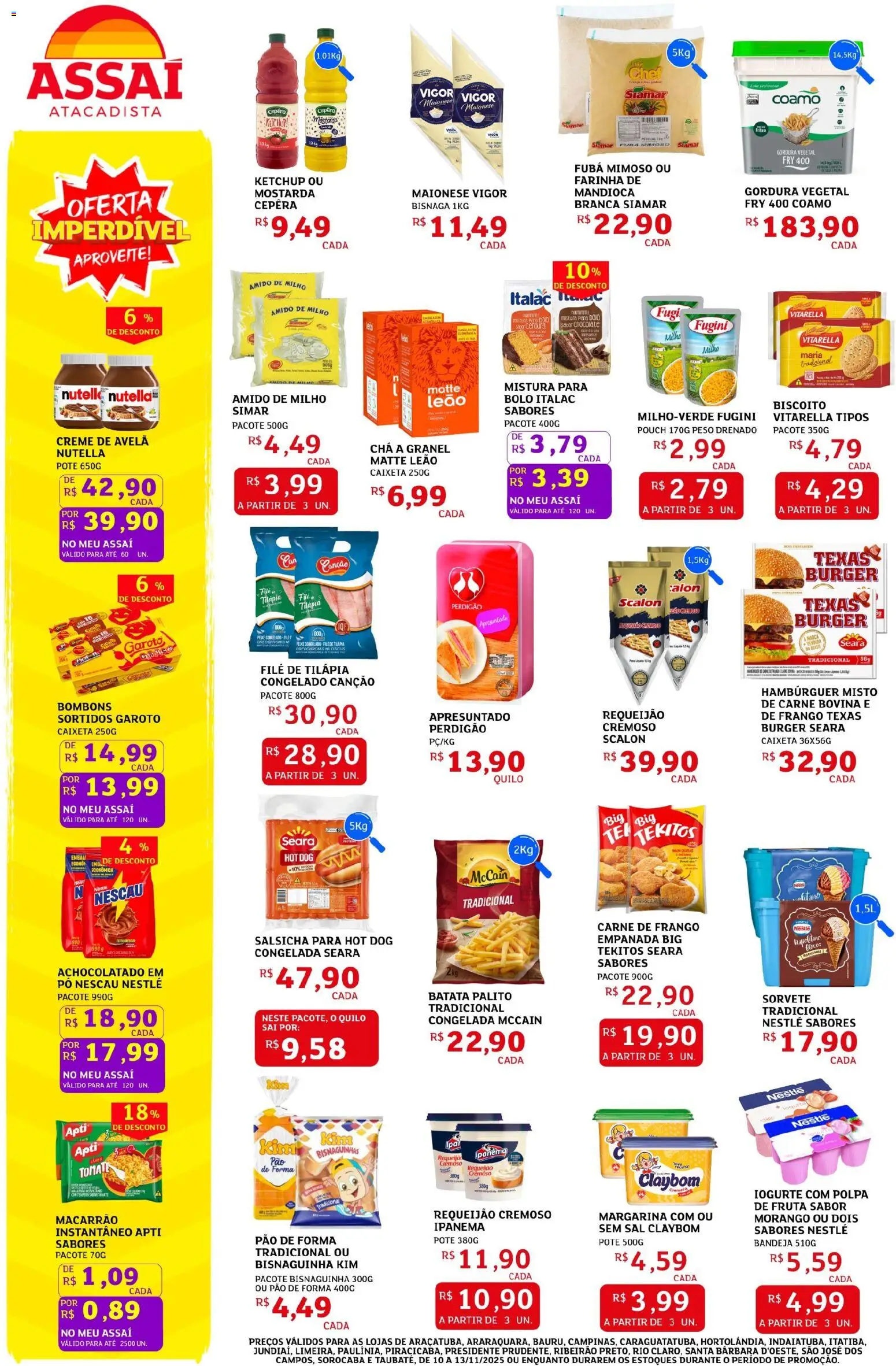Assaí Atacadista Folheto - válido de 10.11.2025 | Página: 2 | Produtos: Mandioca, Bolo, Requeijão, Avelã