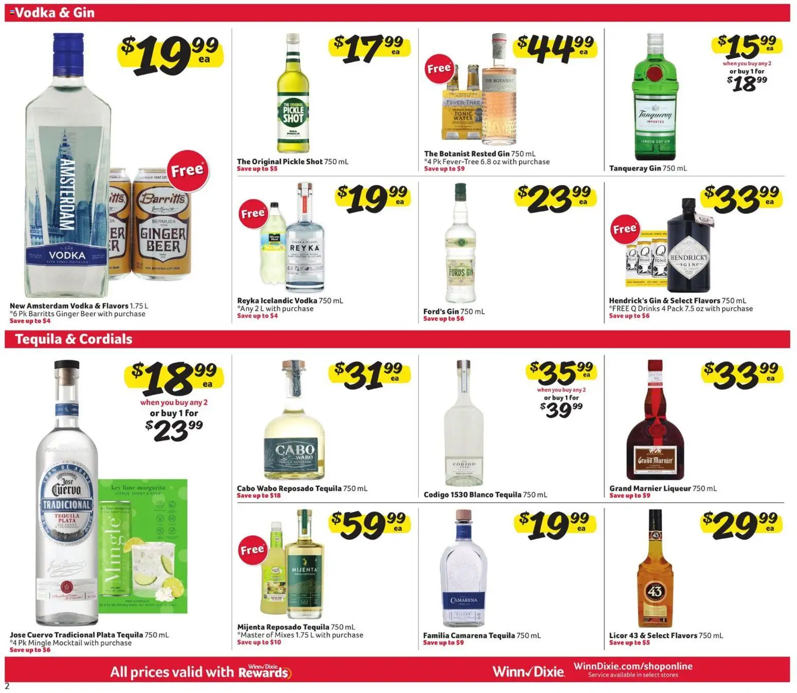 Winn Dixie Alcohol Flyer - valid from 05.01.2026 | Page: 2 | Products: Ginger, Gin, Vodka, Water