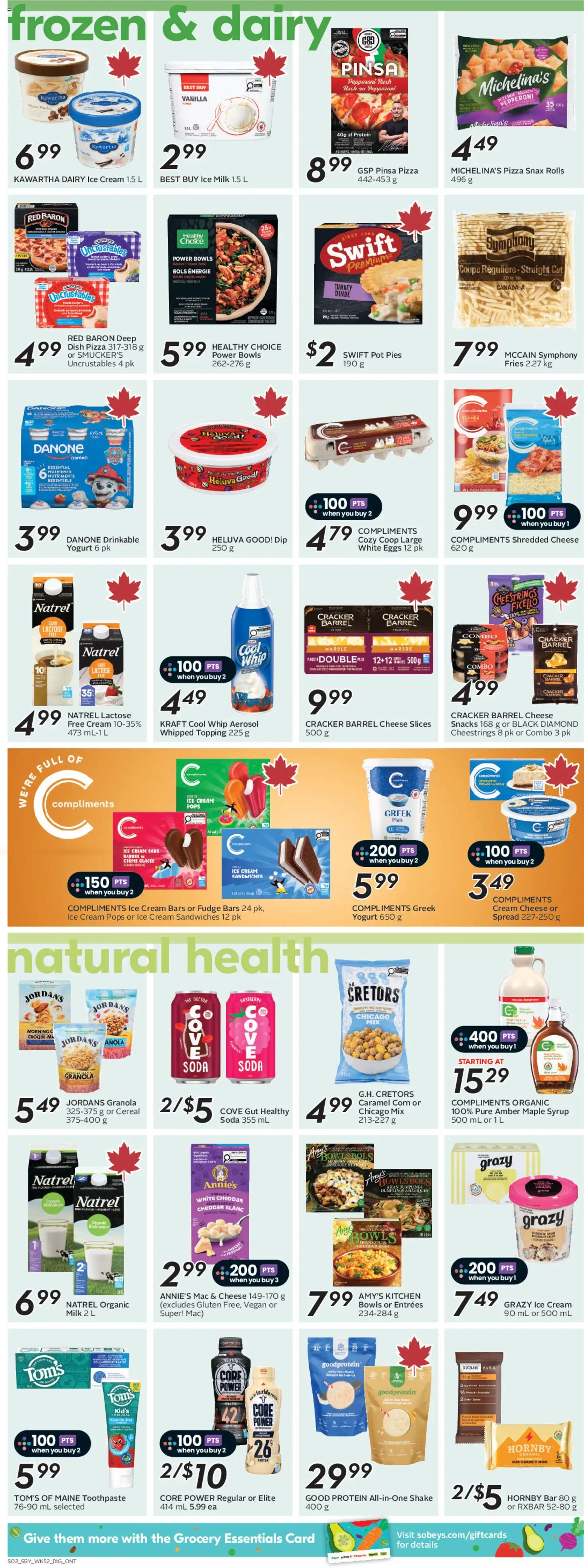 Sobeys flyer valid from 23.04.2026 | Page: 10 | Products: Cream, Yogurt, Eggs, Pizza