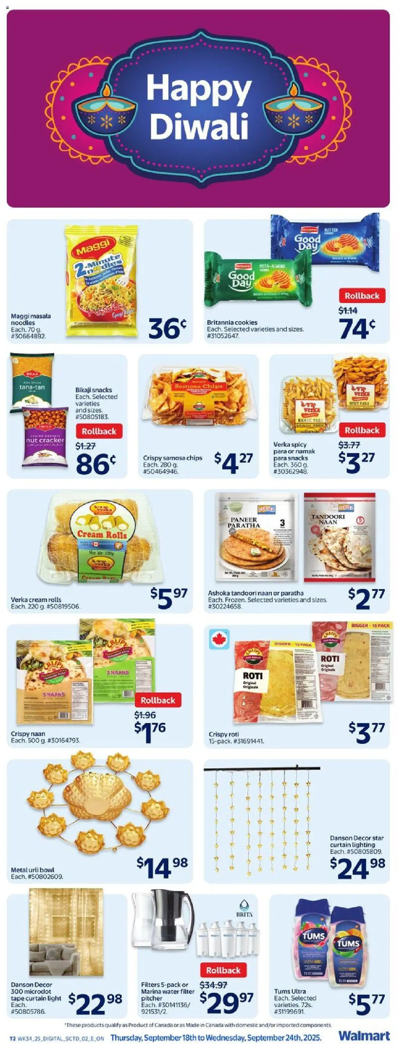 Walmart flyer valid from 18.09.2025 | Page: 20 | Products: Noodles, Chips, Cookies, Butter