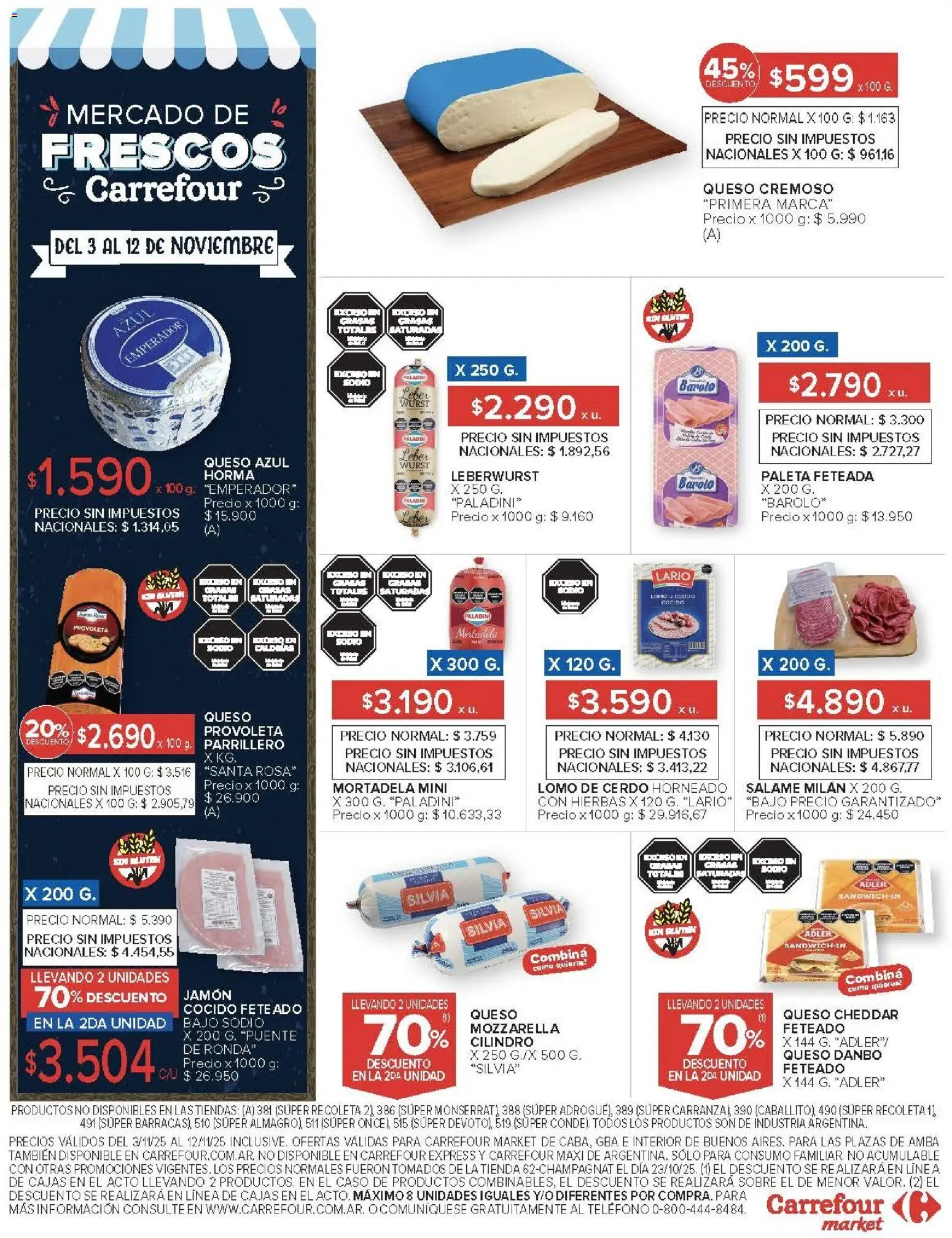 Carrefour Market catálogo │ válido desde el 03.11.2025 | Página: 17 | Productos: Caso, Mortadela, Queso, Jamón