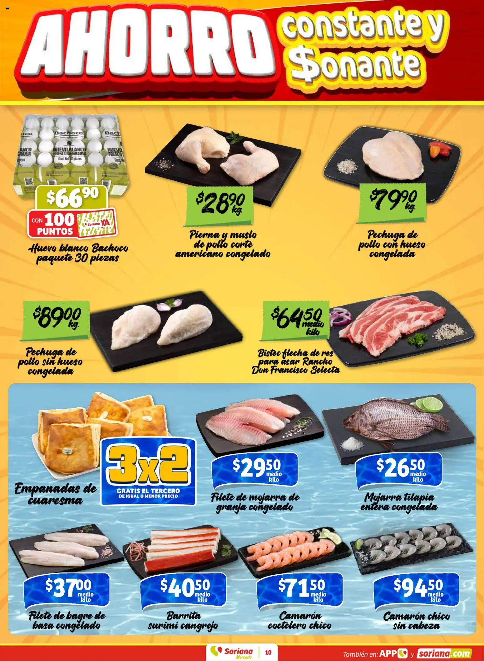 Nuevas ofertas de Soriana válidas en toda la República Mexicana desde el 19.02.2026. ¡Encuentra las mejores ofertas en Soriana - Fin de Semana Mercado: Tamaulipas! | Página: 10 | Productos: Pollo, Huevo, Res