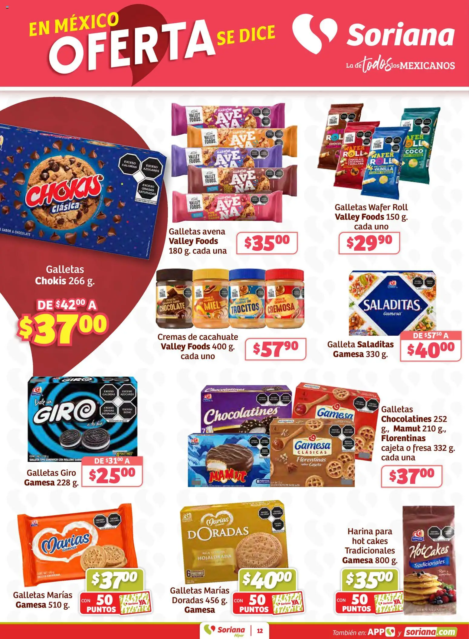 Nuevas ofertas de Soriana válidas en toda la República Mexicana desde el 15.01.2026. ¡Encuentra las mejores ofertas en Soriana - Preciazazaso Híper: Camp, Chia, Oax, Q. Roo, Tab, Yuc! | Página: 12 | Productos: Fresa, Avena, Cacahuate, Galletas