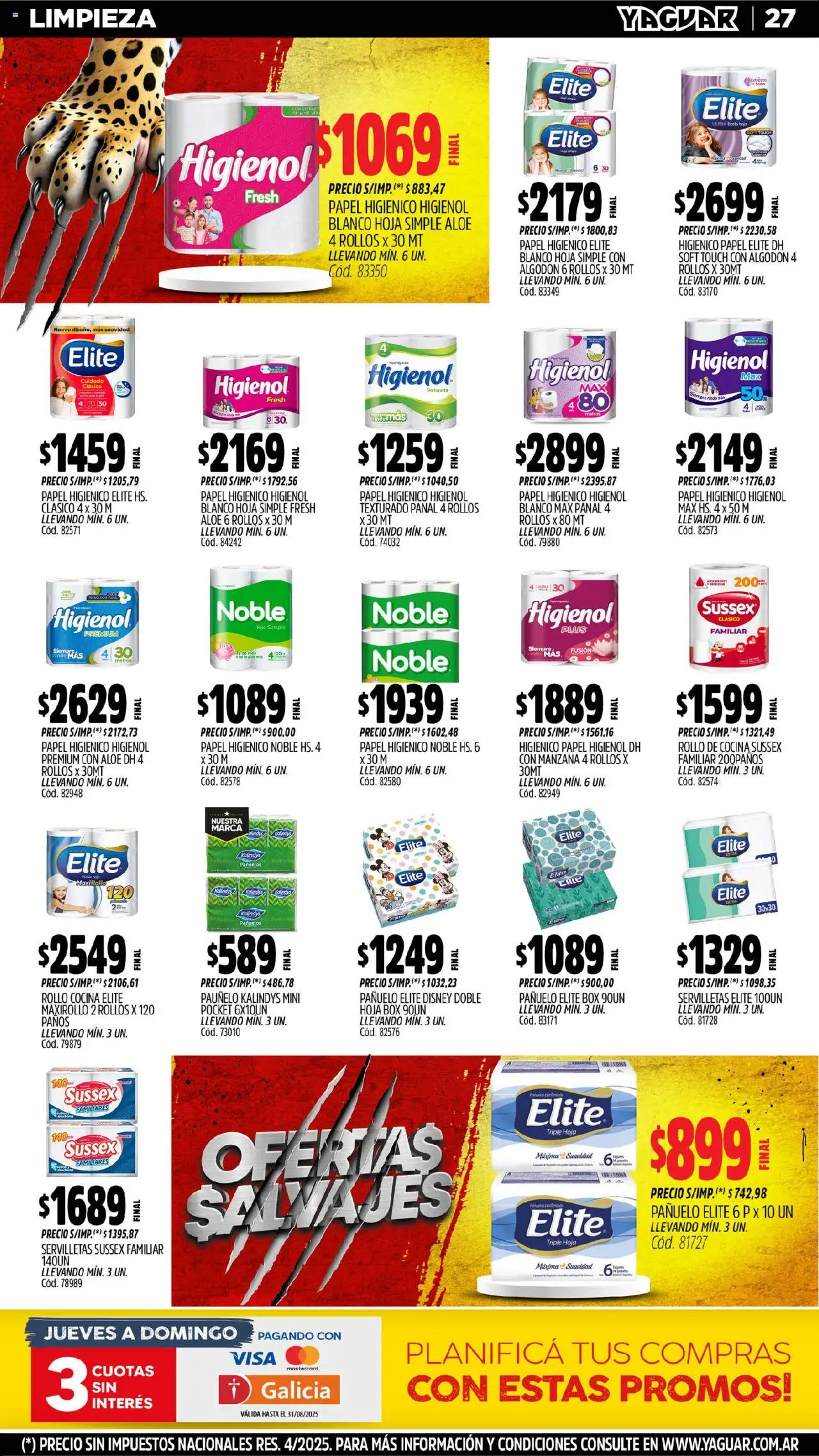 Yaguar - Maschwitz │ válido desde el 04.08.2025 | Página: 28 | Productos: Papel higiénico, Algodón, Servilletas, Manzana