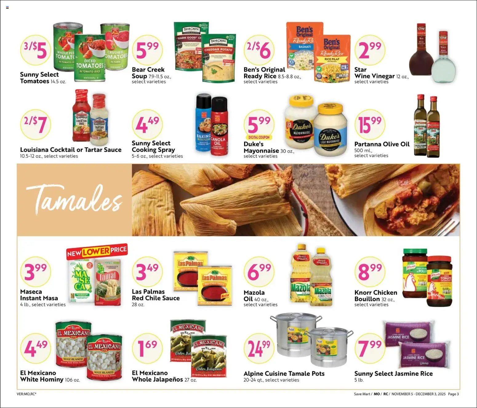 Save Mart Big Book of Savings - valid from 05.11.2025 | Page: 5 | Products: Corn, Wine, Tomatoes, Rice