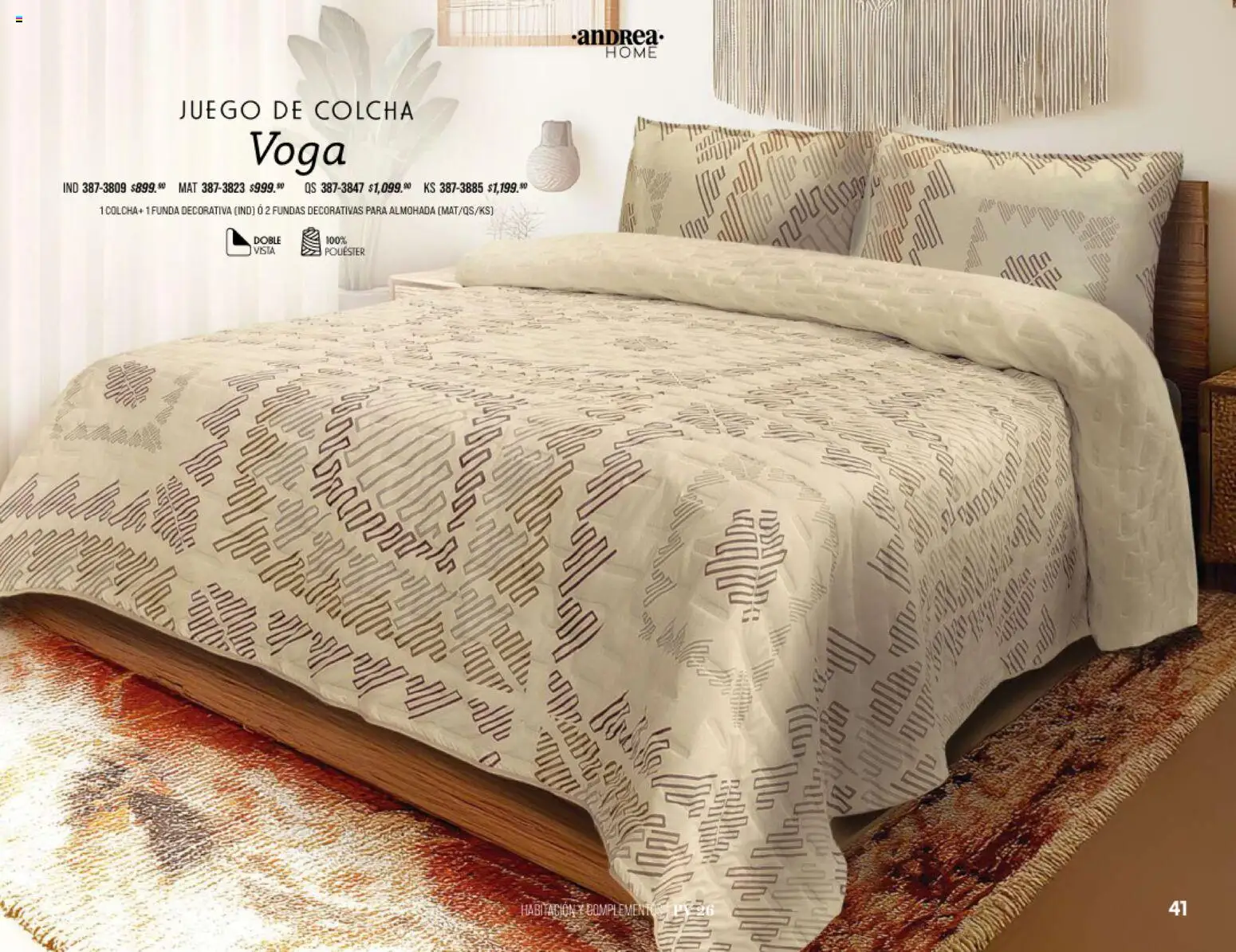 Nuevas ofertas de Andrea válidas en toda la República Mexicana desde el 25.01.2026. ¡Encuentra las mejores ofertas en Andrea catálogo Home! | Página: 41 | Productos: Juego, Funda, Almohada