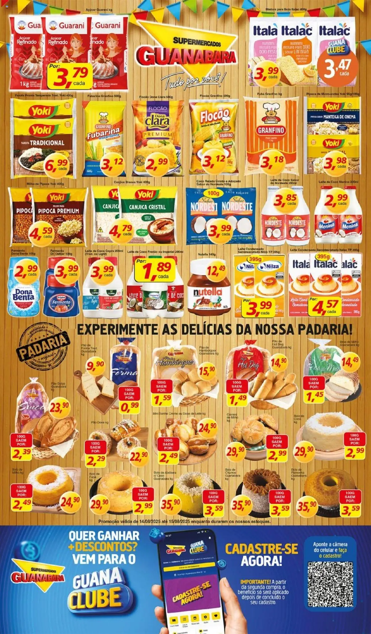 Supermercados Guanabara Folheto - válido de 14.08.2025 | Página: 6 | Produtos: Leite, Faca, Açúcar, Leite condensado