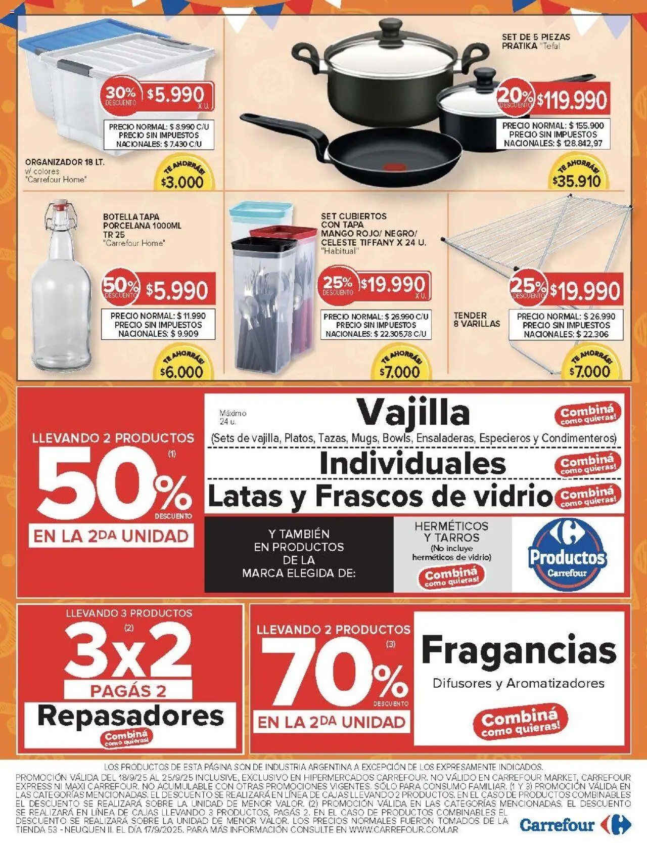 Carrefour ofertas - Comodoro │ válido desde el 18.09.2025 | Página: 19 | Productos: Organizador, Caso, Botella, Sobre