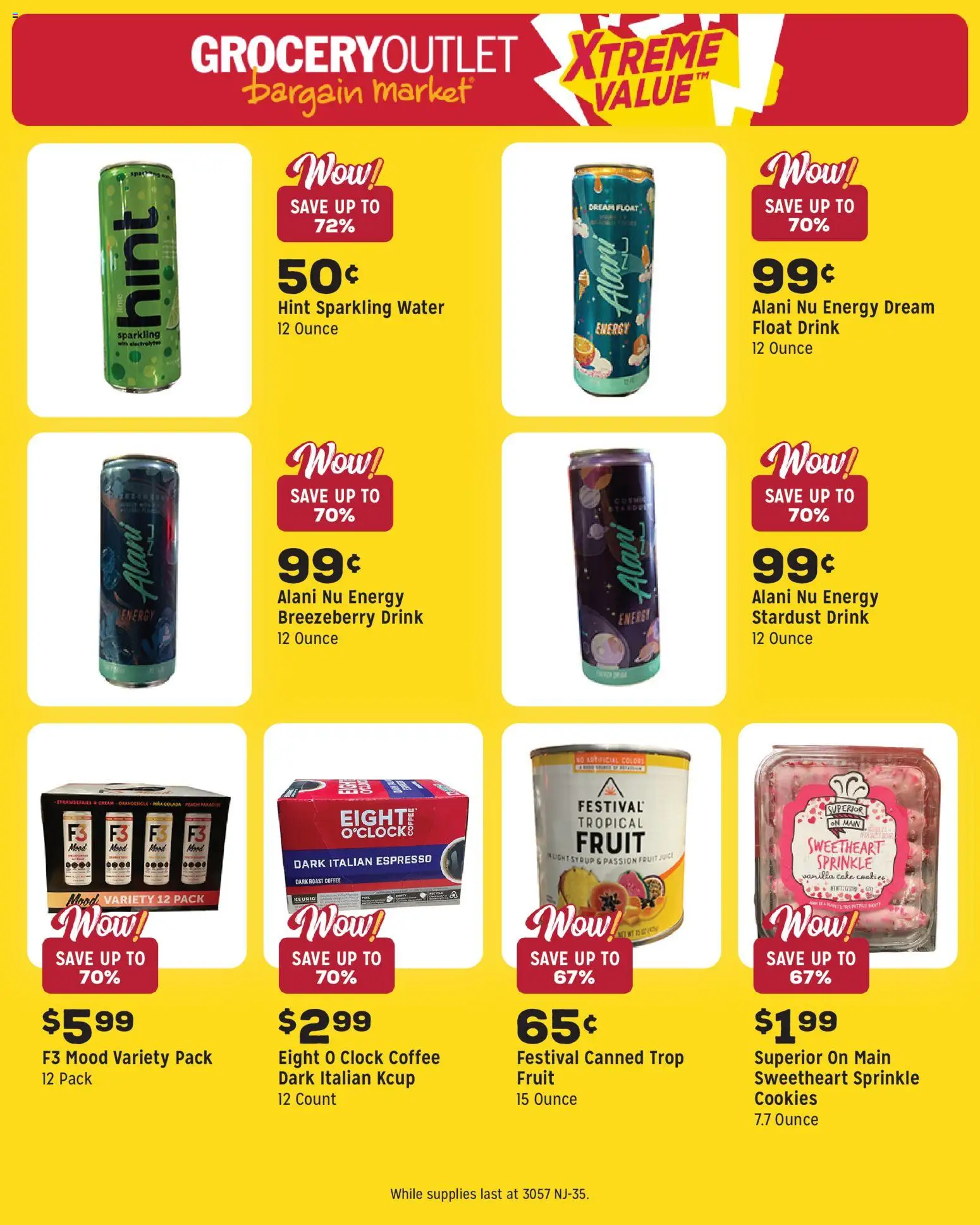 Grocery Outlet Weekly Ad - valid from 25.02.2026 | Page: 11 | Products: Juice, Cookies, Water, Peach