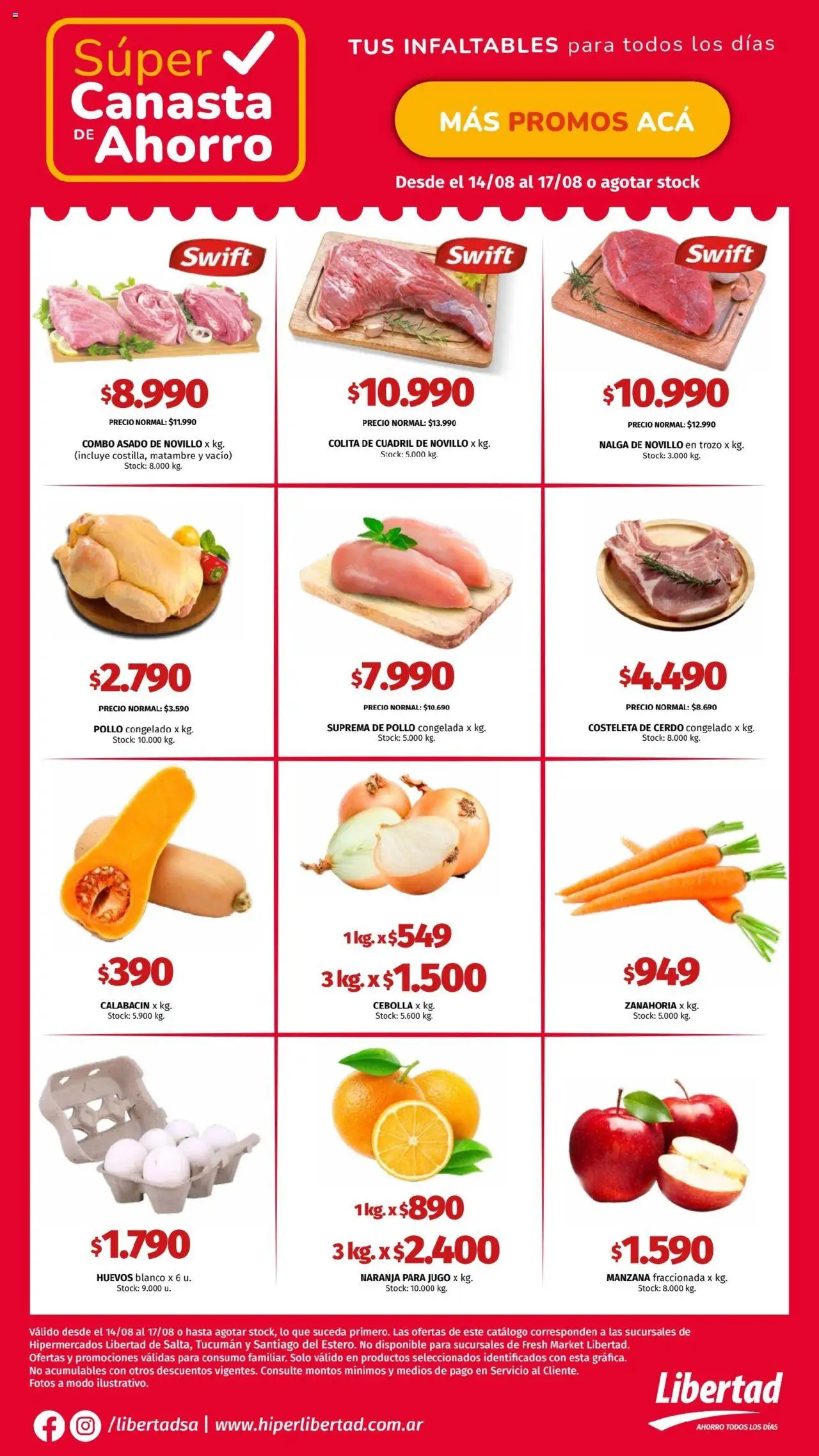 Hipermercado Libertad - Canasta - NOA │ válido desde el 14.08.2025 | Página: 2 | Productos: Pollo, Huevos, Jugo, Zanahoria