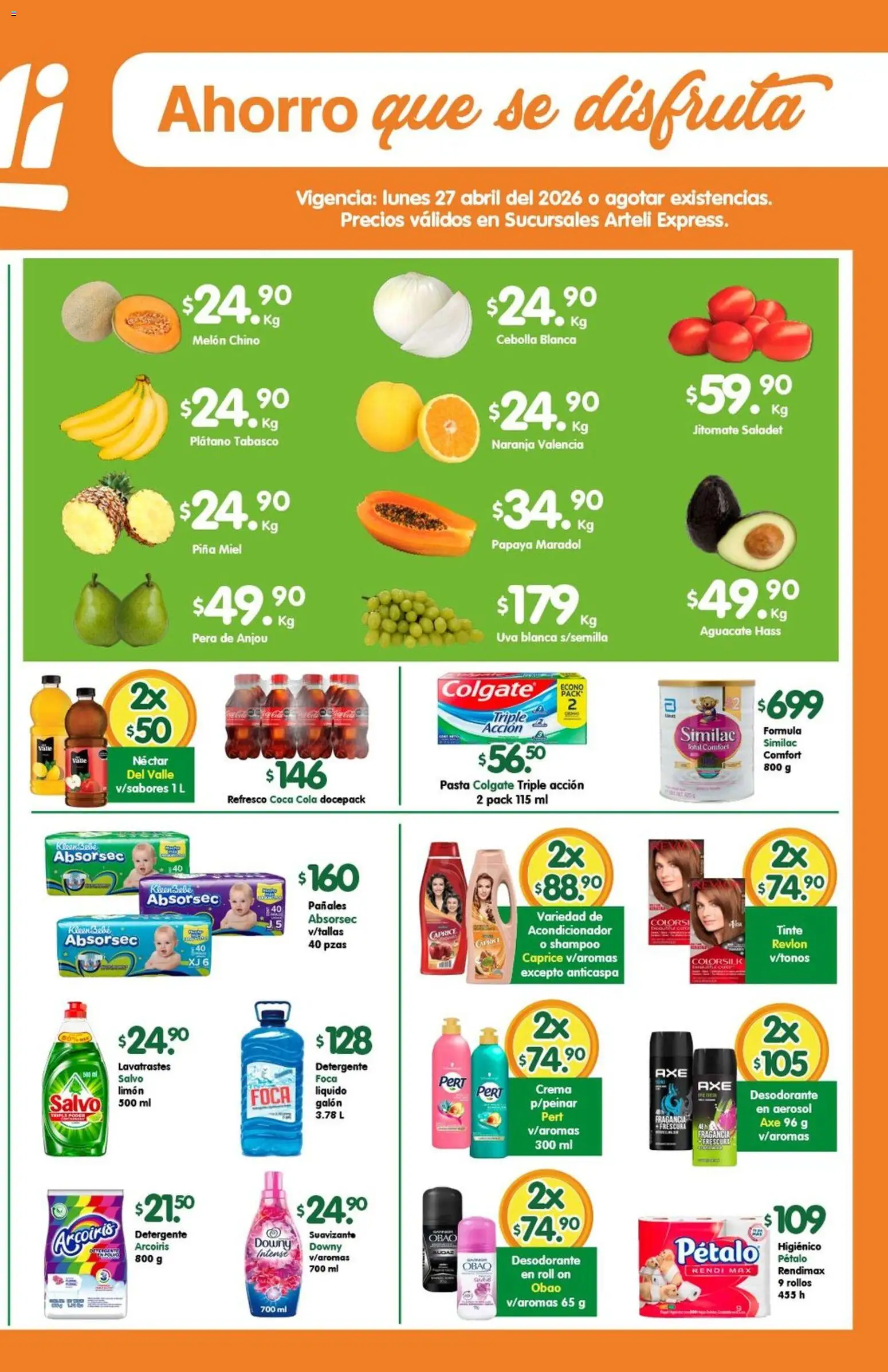 Nuevas ofertas de Arteli válidas en toda la República Mexicana desde el 27.04.2026. ¡Encuentra las mejores ofertas en Arteli folleto Express! | Página: 2 | Productos: Plátano, Refresco, Crema, Acondicionador