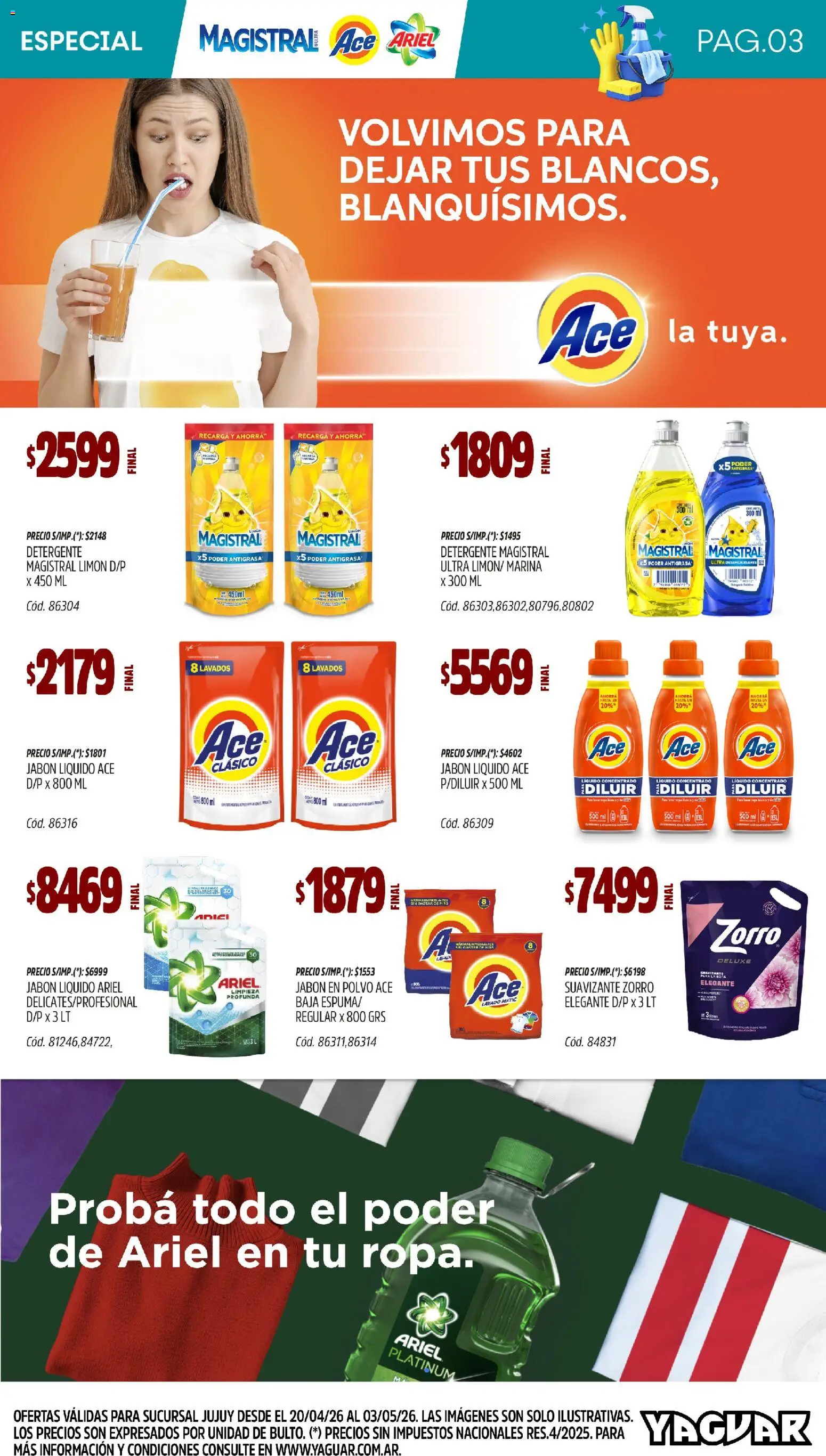 Yaguar - Especial Limpieza Jujuy │ válido desde el 20.04.2026 | Página: 3 | Productos: Polvo, Jabón líquido, Jabón en polvo, Limón