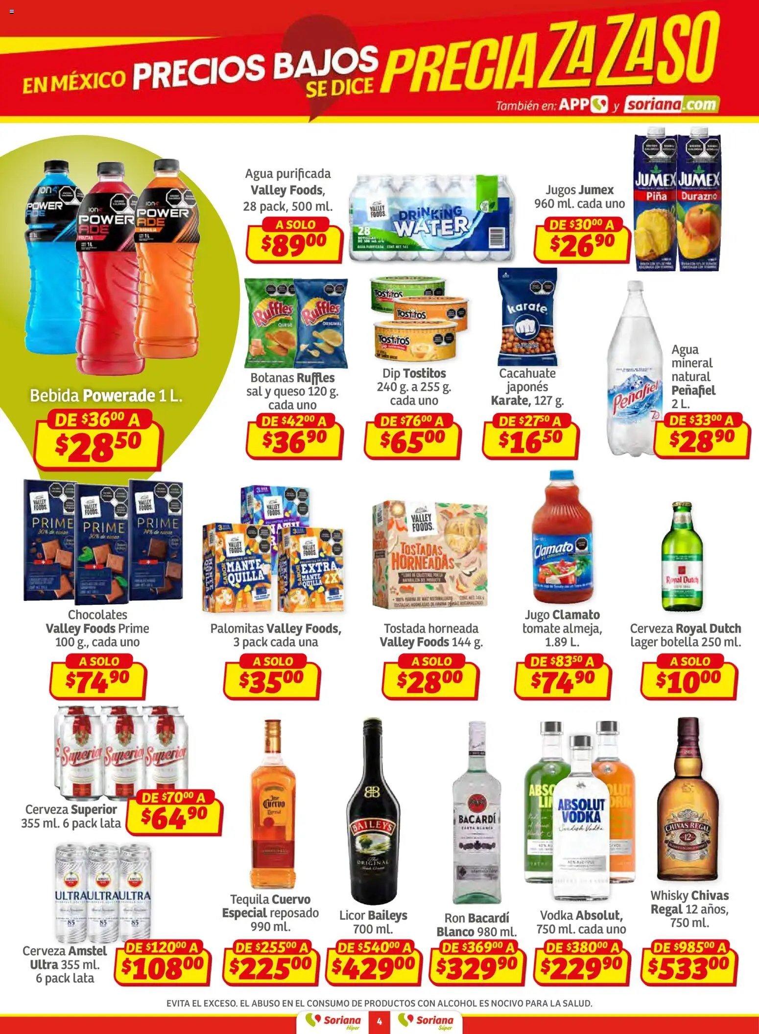 Nuevas ofertas de Soriana válidas en toda la República Mexicana desde el 12.02.2026. ¡Encuentra las mejores ofertas en Soriana - Preciazazaso Súper: Frontera Chia, Q. Roo! | Página: 4 | Productos: Sal, Cacahuate, Queso, Cerveza