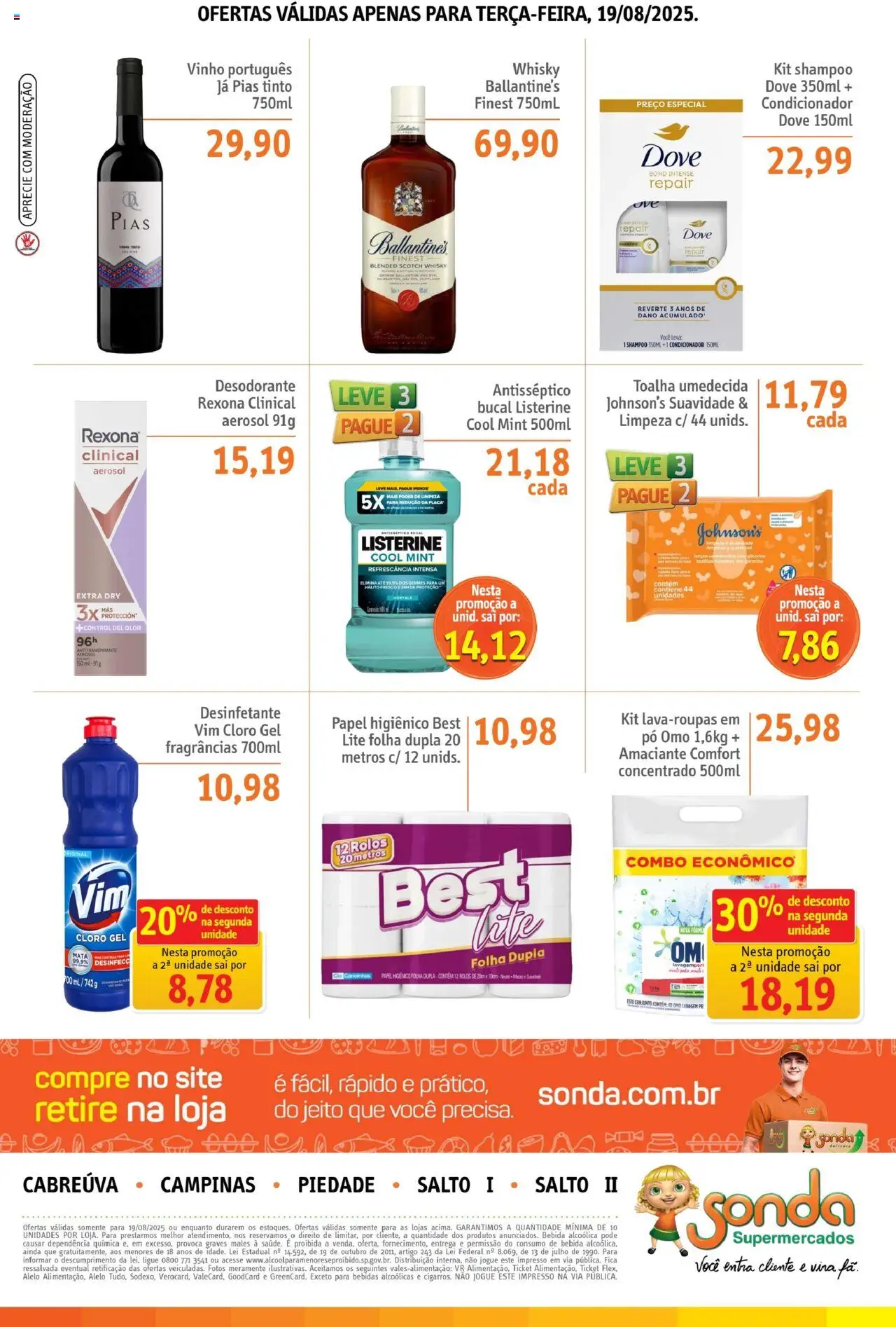 Sonda Folheto - válido de 19.08.2025 | Página: 4 | Produtos: Shampoo, Whisky, Vinho, Papel higiênico