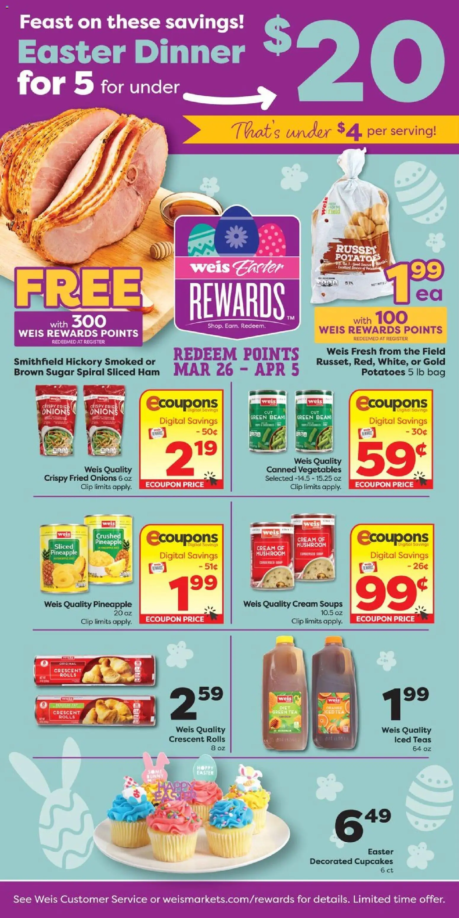 Weis Weekly Circular - NY - valid from 26.03.2026 | Page: 8 | Products: Ham, Tea, Potatoes, Vegetables
