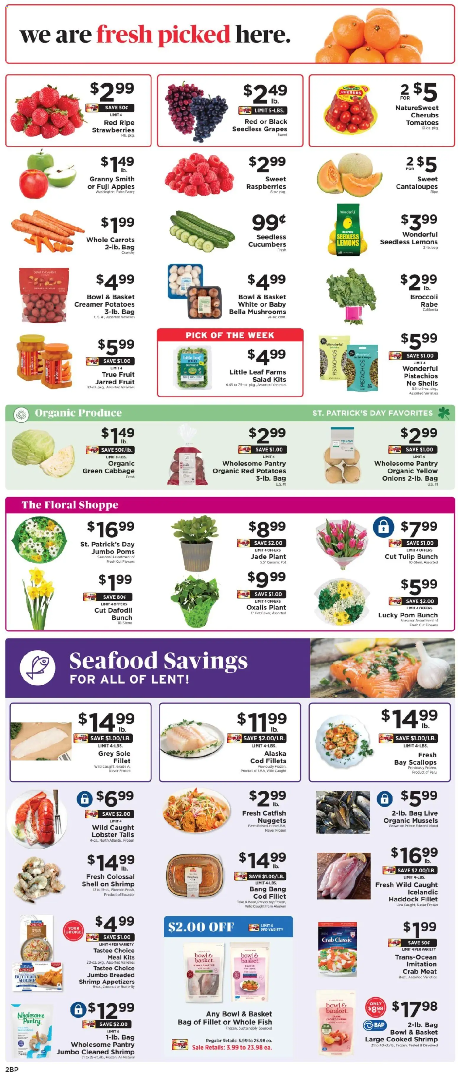 ShopRite Weekly Ad 2 - valid from 08.03.2026 | Page: 3 | Products: Cantaloupes, Salad, Cabbage, Grapes
