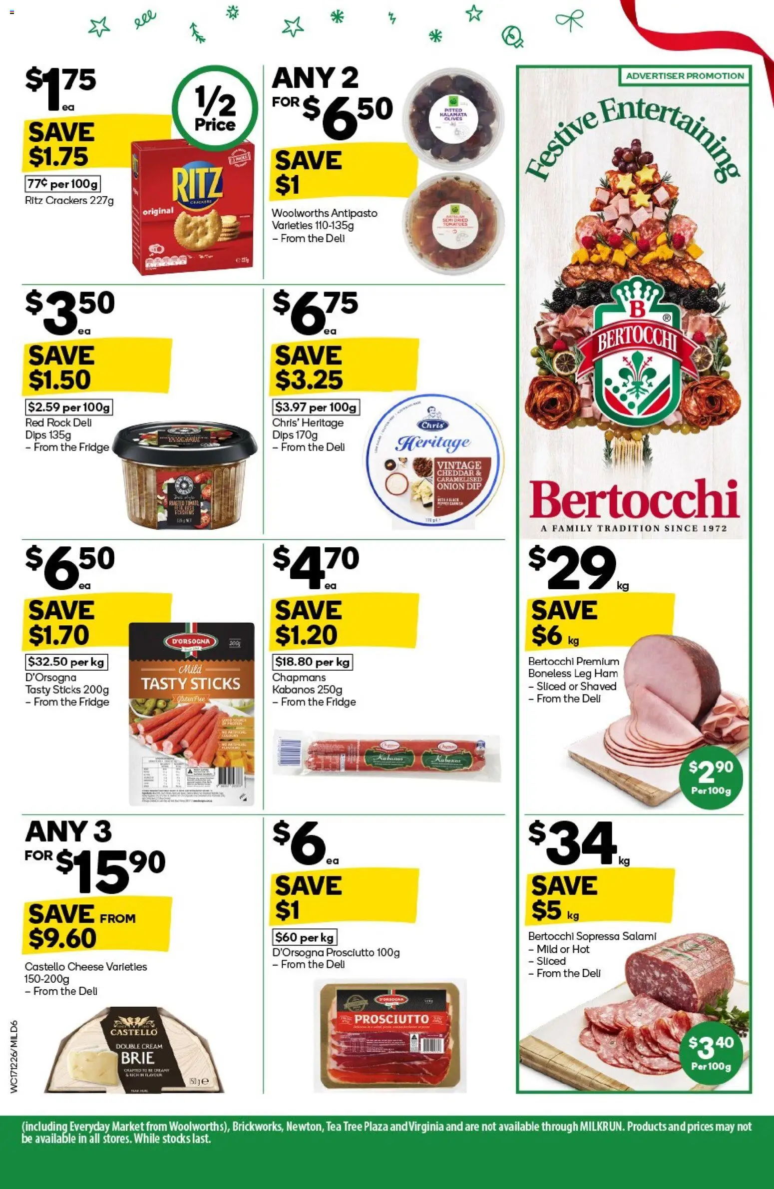 Woolworths catalogue - valid from 17.12.2025 | Page: 6 | Products: Crackers, Ham, Tea, Olives