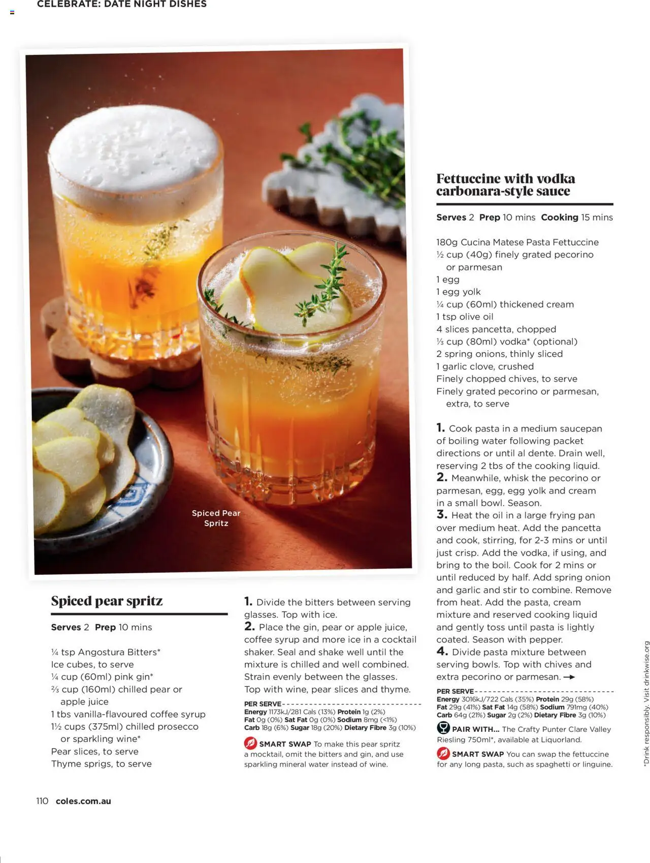Coles catalogue - valid from 07.08.2025 | Page: 110 | Products: Pasta, Cream, Vodka, Pear