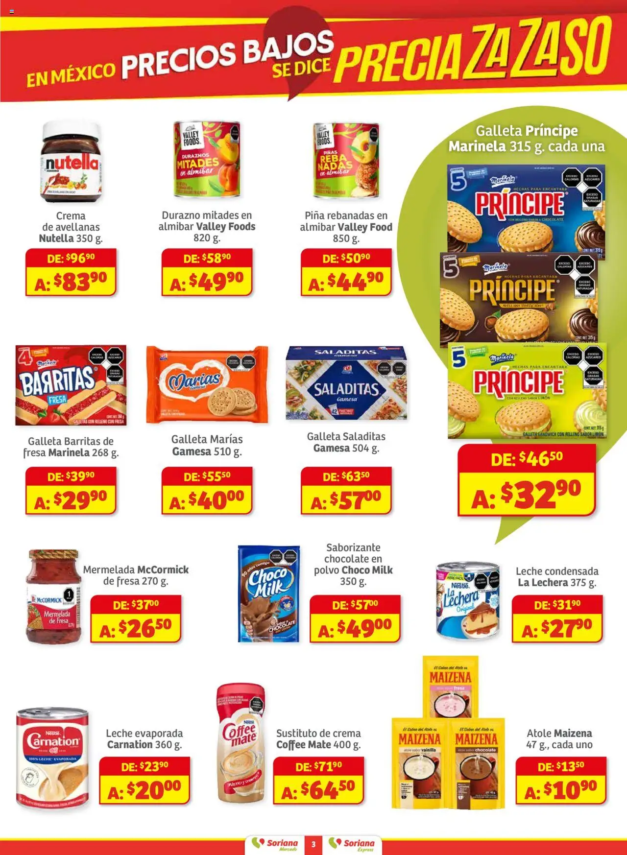 Nuevas ofertas de Soriana válidas en toda la República Mexicana desde el 01.08.2025. ¡Encuentra las mejores ofertas en Soriana - Preciazazaso Mercado: BCS, Jal, Nay, Sin, Son! | Página: 3 | Productos: Crema, Leche, Mermelada, Mate