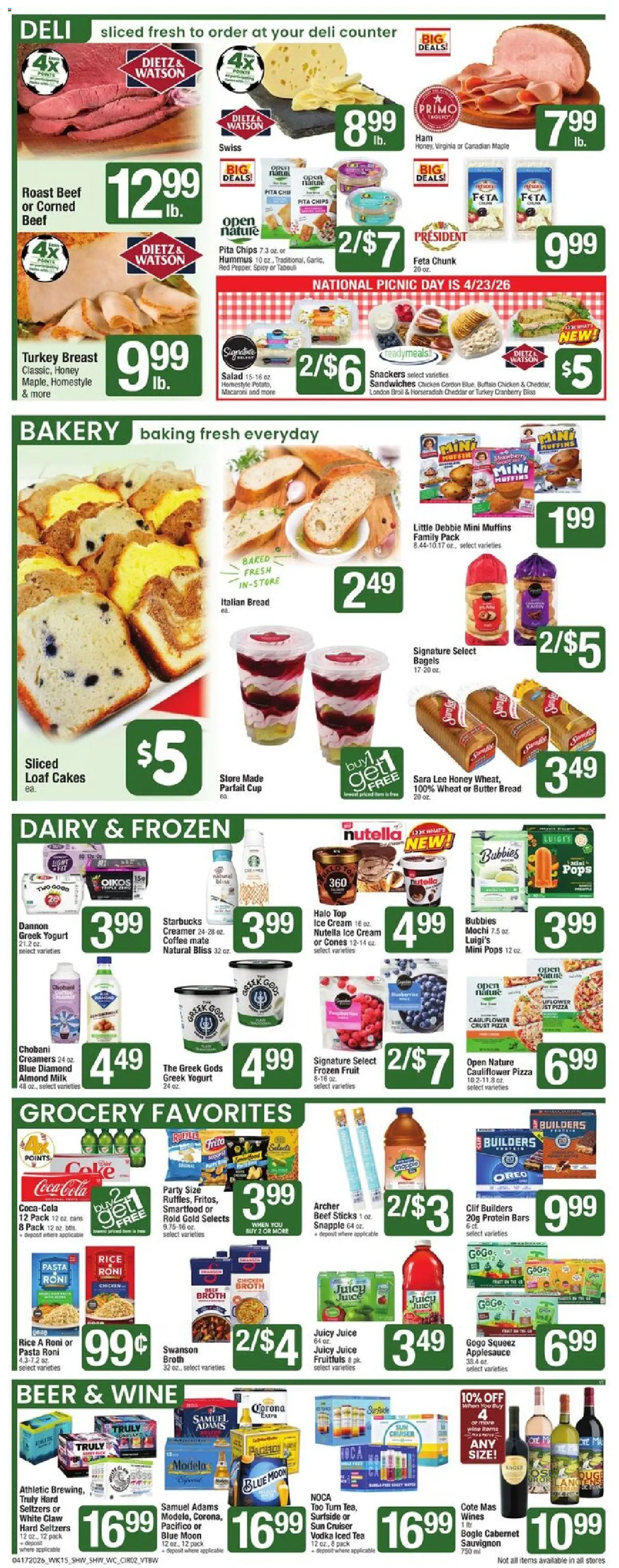 Shaw's Weekly Ad - VT - valid from 17.04.2026 | Page: 2 | Products: Butter, Yogurt, Pizza, Chips