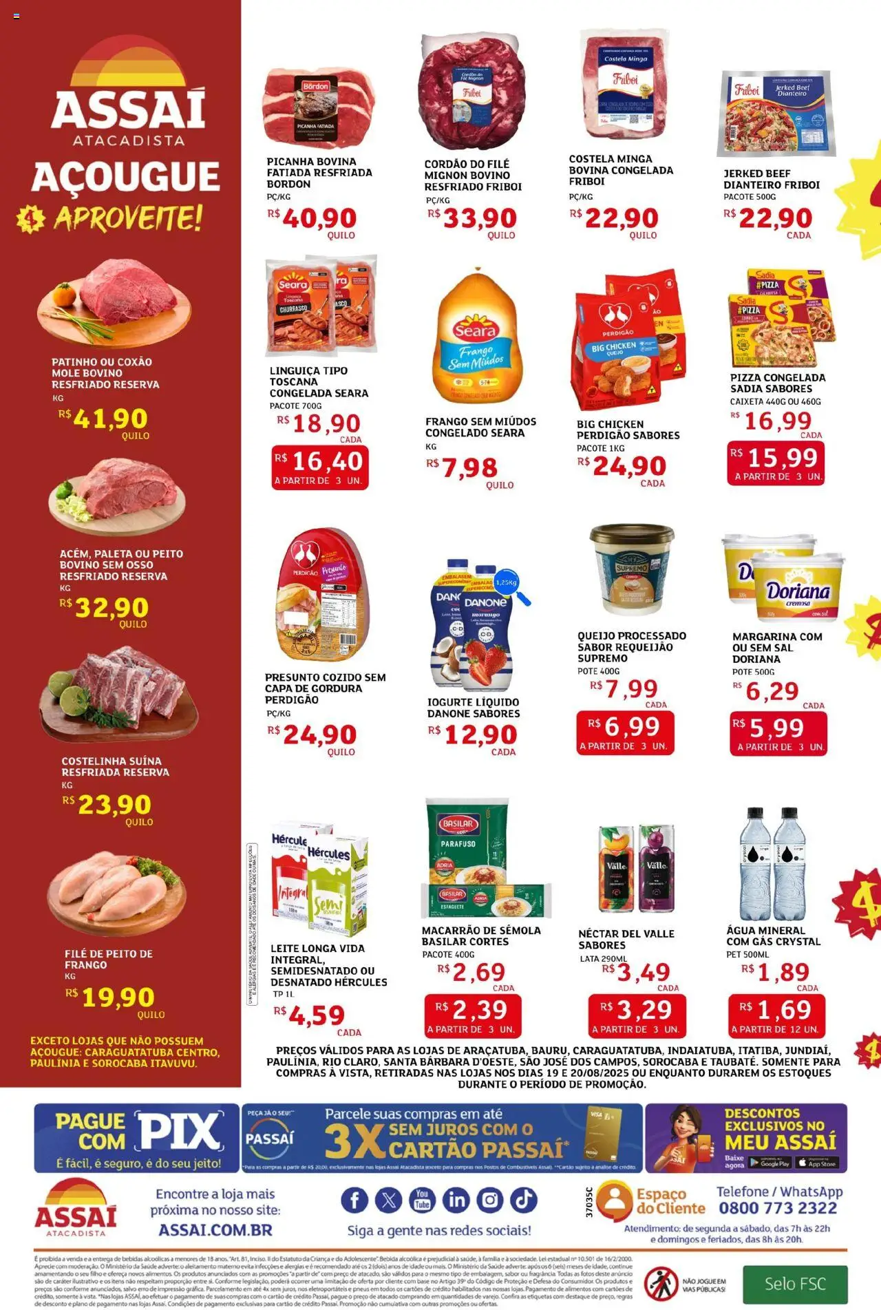 Assaí Atacadista Folheto - válido de 19.08.2025 | Página: 2 | Produtos: Espaguete, Linguiça, Macarrão, Telefone
