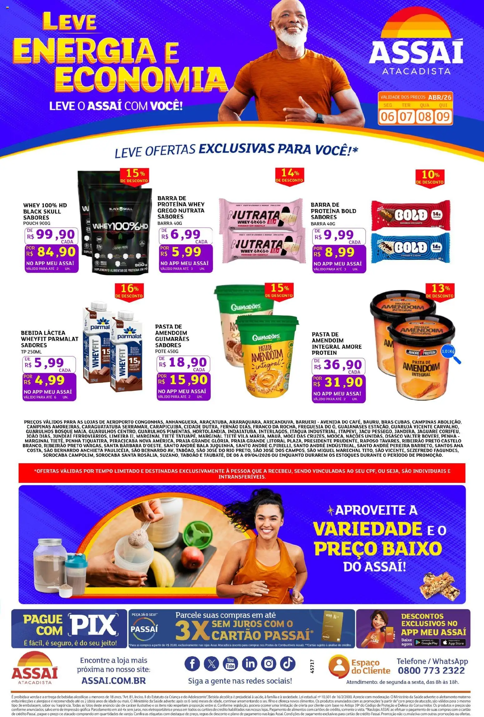 Assaí Atacadista Folheto - válido de 06.04.2026 | Página: 1 | Produtos: Amendoim, Pasta, Pneus, Bala