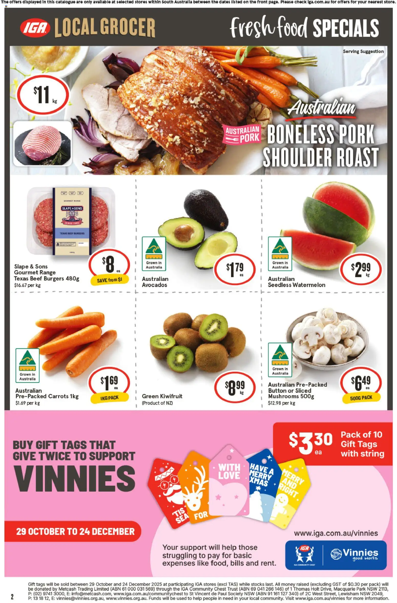 IGA catalogue - valid from 12.11.2025 | Page: 2 | Products: Beef, Kiwifruit, Carrots, Watermelon