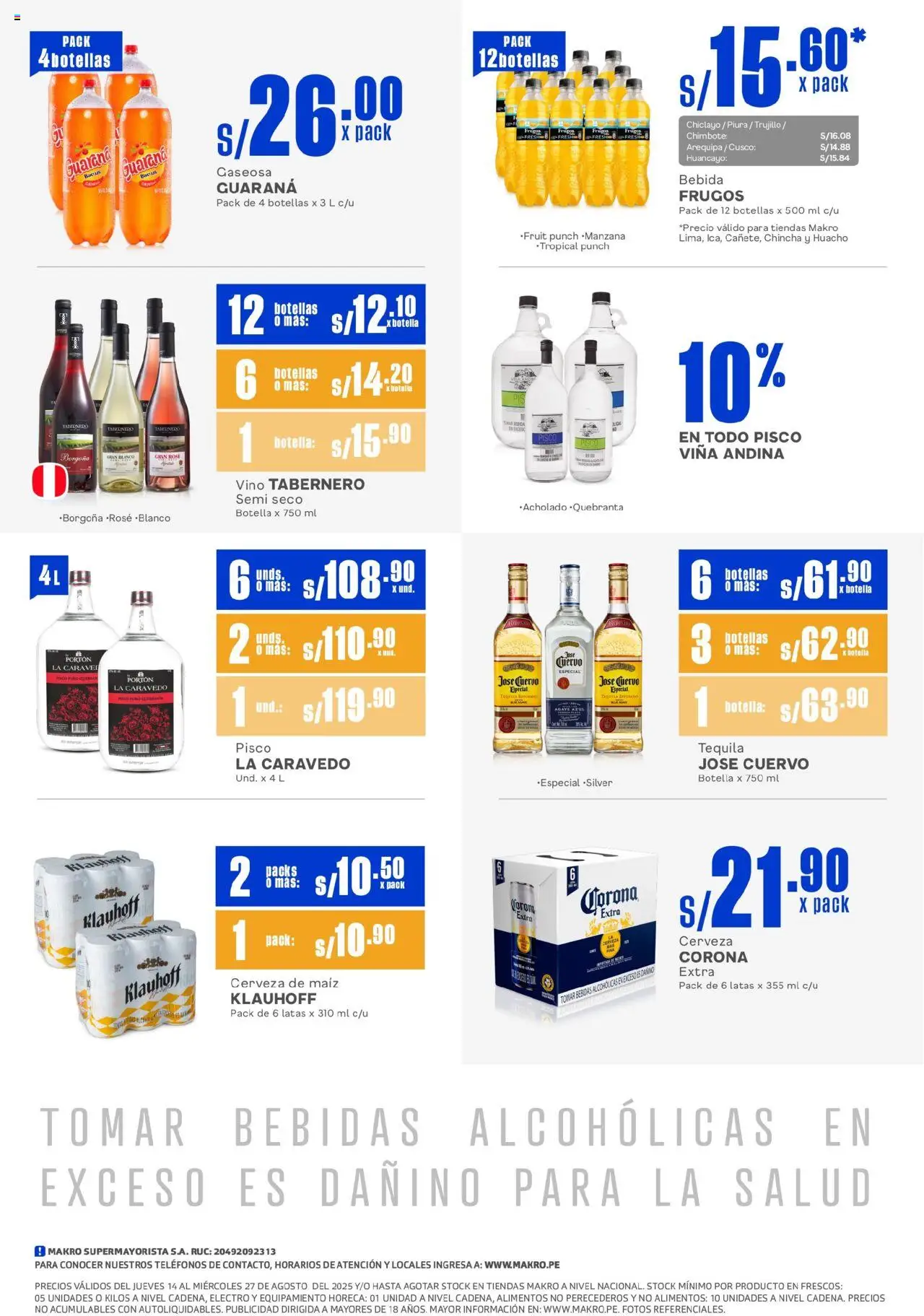Catálogo Makro válido desde 14.08.2025 | Página: 2 | Productos: Vino, Cerveza