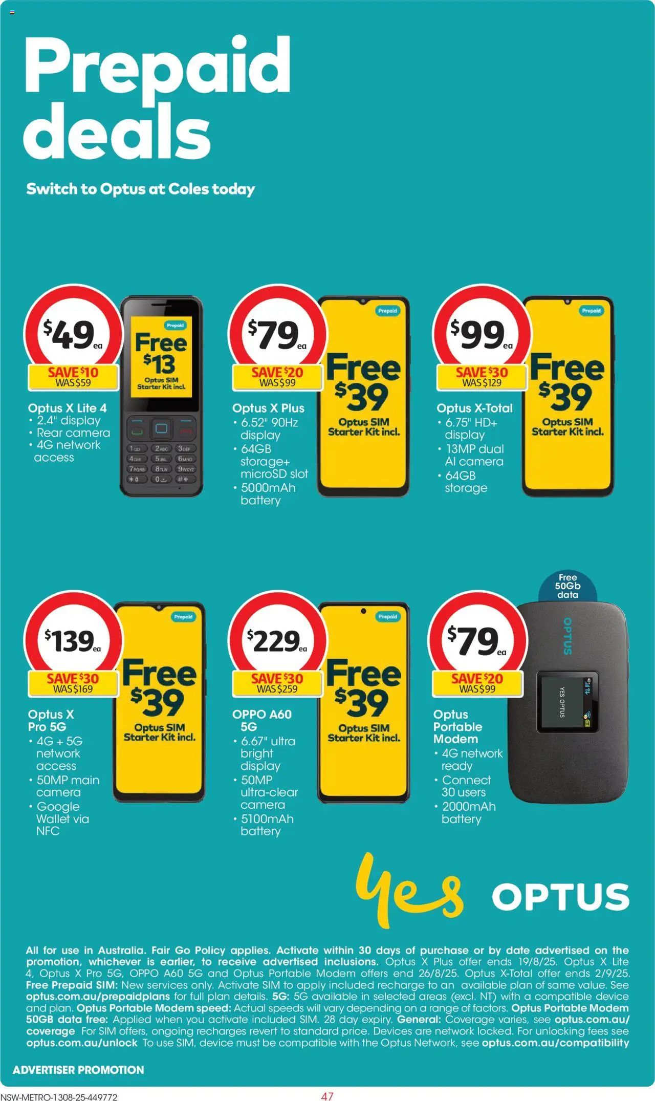 Coles catalogue - valid from 13.08.2025 | Page: 47 | Products: Battery, Device, Portable, Modem