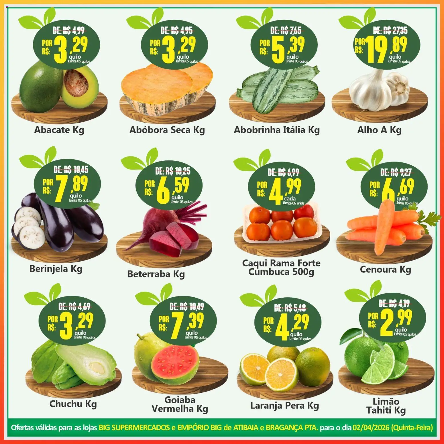 Big Supermercados Folheto - válido de 02.04.2026 | Página: 2 | Produtos: Goiaba, Abóbora, Abobrinha, Beterraba