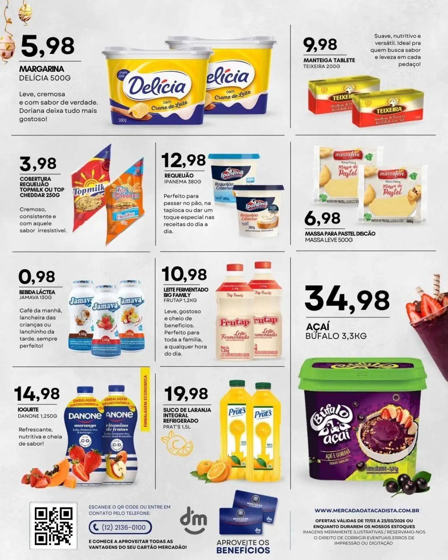 Mercadão Atacadista Folheto - válido de 17.03.2026 | Página: 6 | Produtos: Doriana, Iogurte, Telefone, Açaí