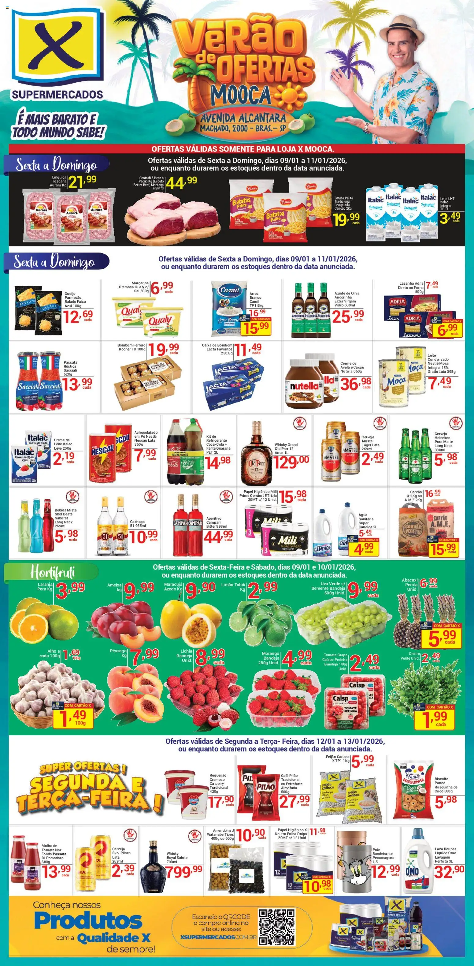 X Supermercados Folheto - válido de 09.01.2026 | Página: 1 | Produtos: Fanta, Achocolatado, Almofada, Campari