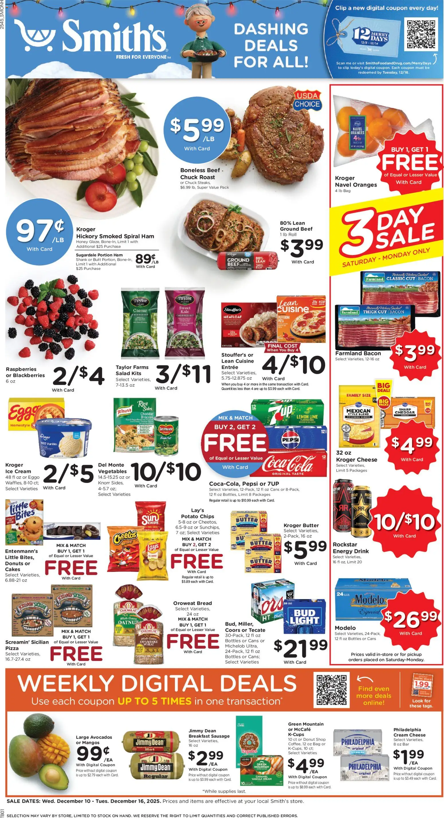 Smith's Weekly Ad - NM - valid from 10.12.2025 | Page: 1 | Products: Pizza, Chips, Cream, Salad