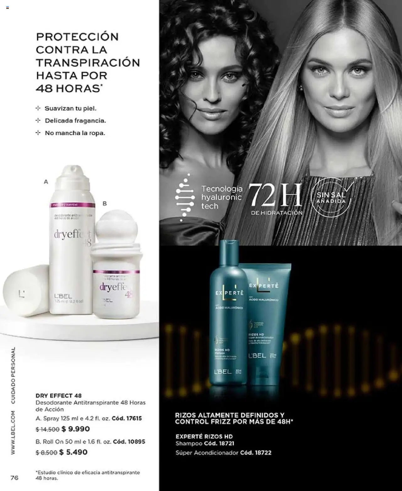 Catálogo L'Bel Campaña 16 │ válido desde el 24.09.2025 | Página: 76 | Productos: Sal, Acondicionador, Desodorante, Shampoo