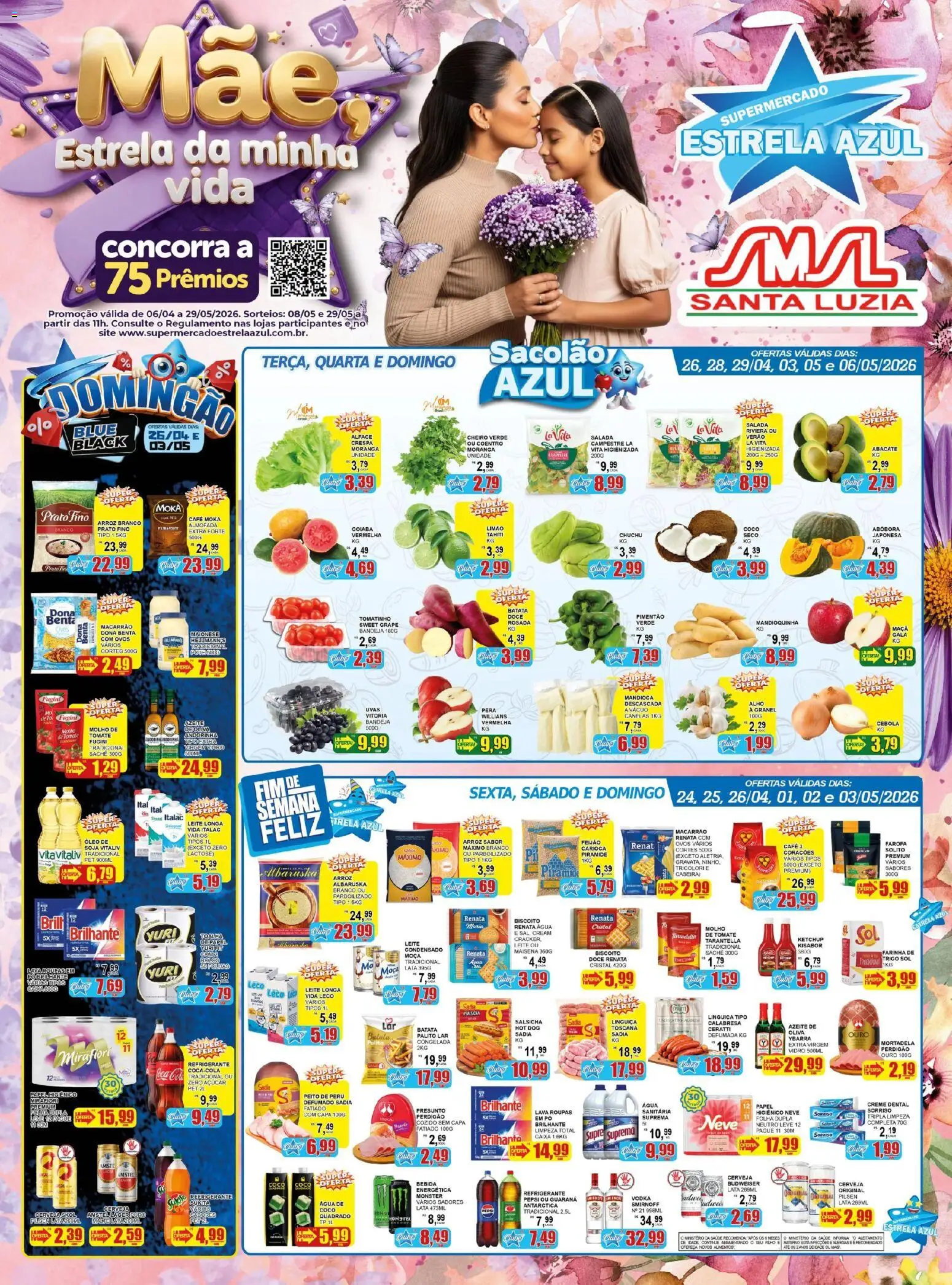 Estrela Azul Folheto - válido de 22.04.2026 | Página: 1 | Produtos: Chuchu, Cerveja, Roupas, Vodka