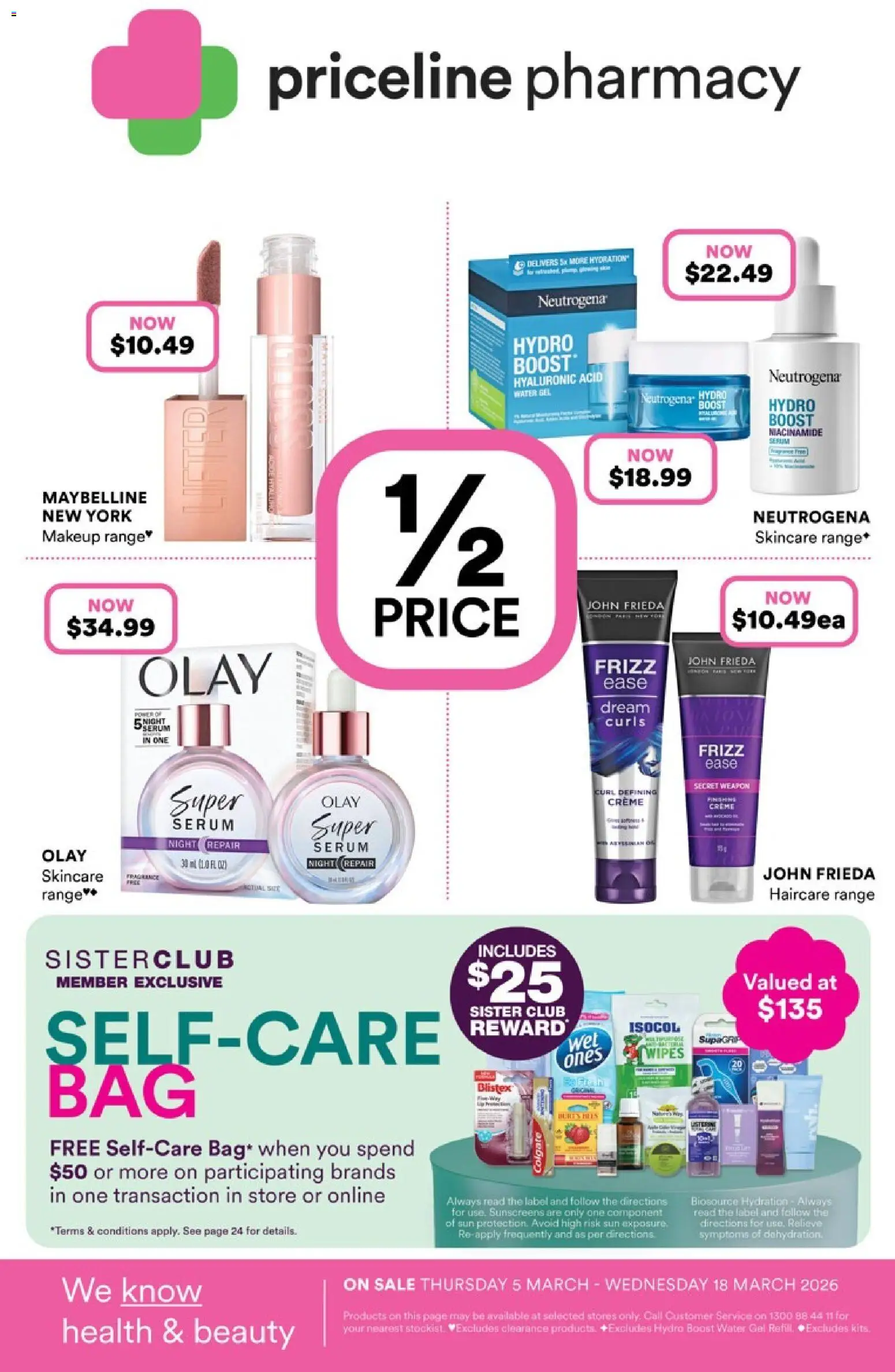 Priceline Pharmacy catalogue - valid from 05.03.2026 | Page: 1 | Products: Kits, Makeup, Water
