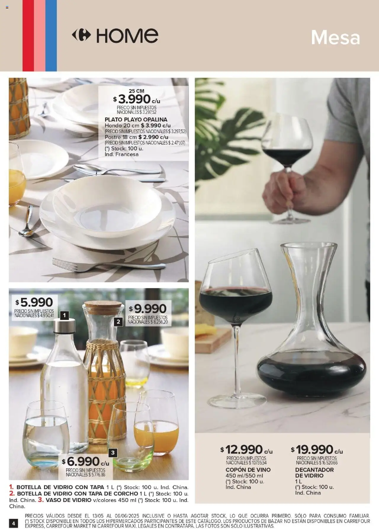 Carrefour Deco Hogar │ válido desde el 13.05.2025 | Página: 4 | Productos: Botella, Mesa, Vino
