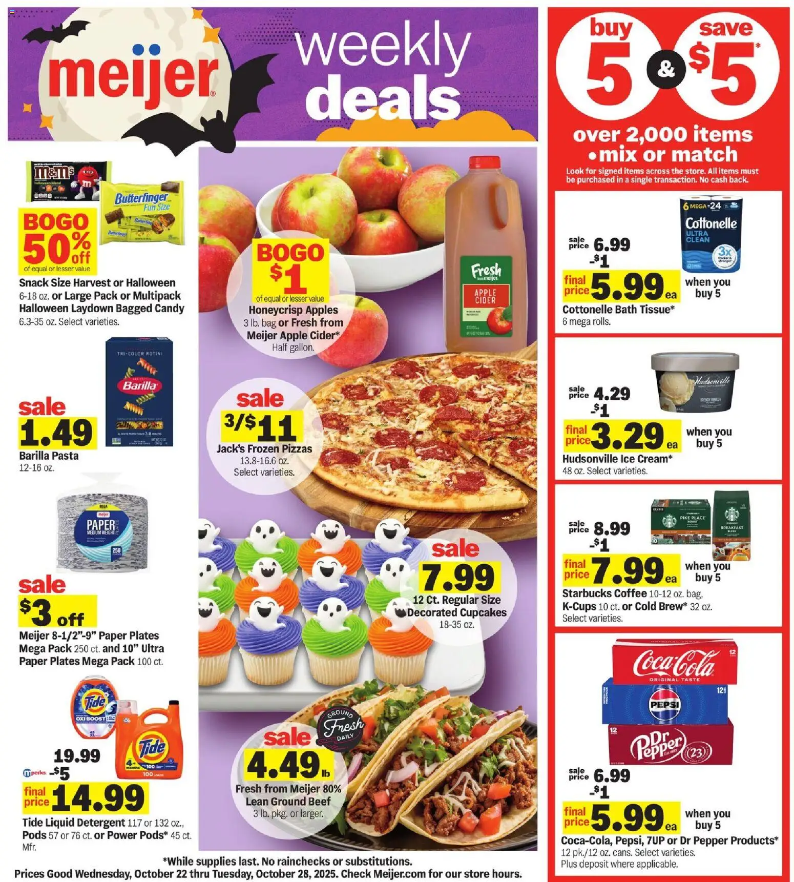 Meijer Weekly Ad - MI - valid from 22.10.2025 | Page: 1 | Products: Cider, Pasta, Pepper, Weight
