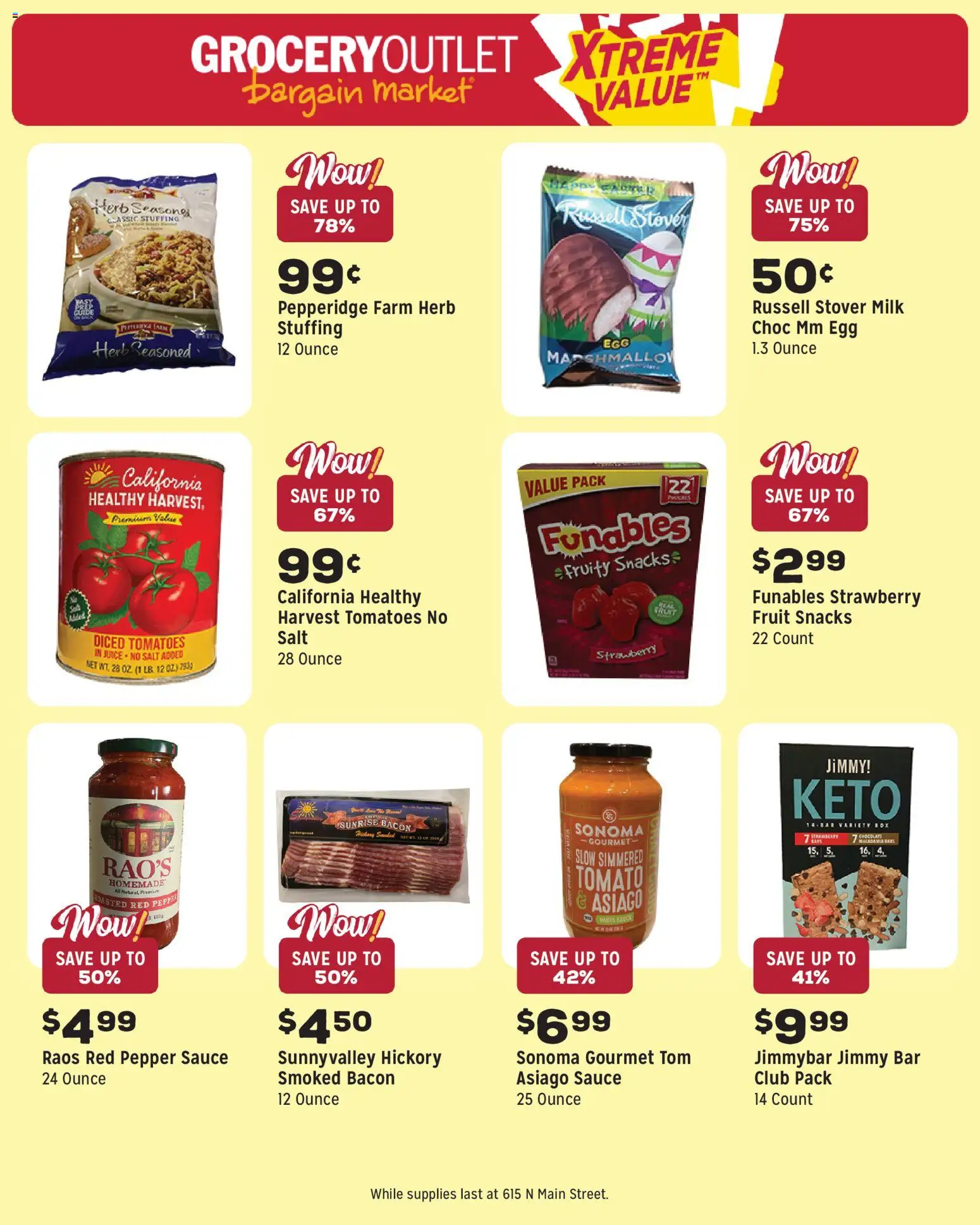 Grocery Outlet Weekly Ad - ID - valid from 08.04.2026 | Page: 10 | Products: Chocolate, Pasta, Sauce, Salt