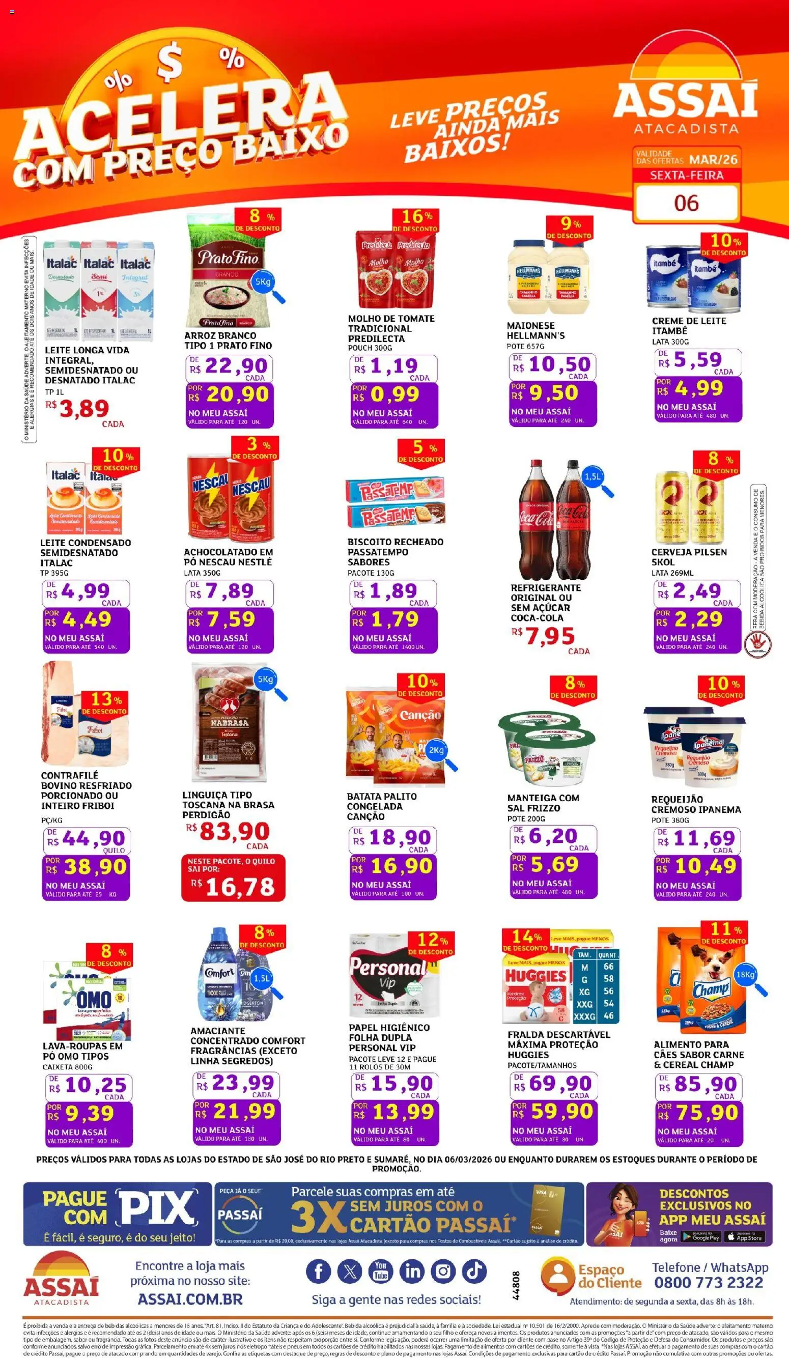 Assaí Atacadista Folheto - válido de 06.03.2026 | Página: 1 | Produtos: Molho de tomate, Manteiga, Bebida, Batata