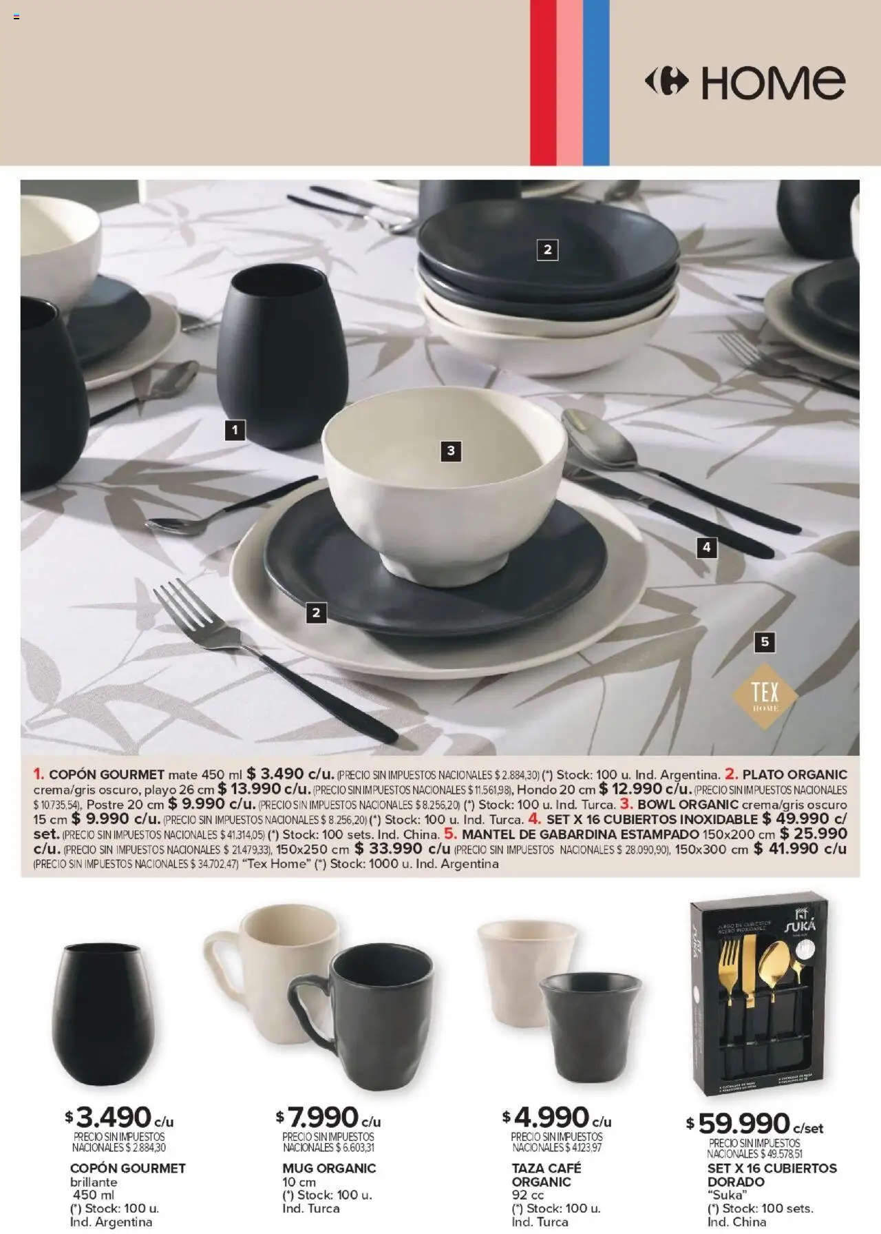 Carrefour Deco Hogar │ válido desde el 13.05.2025 | Página: 3 | Productos: Mate, Bowl, Taza, Mantel