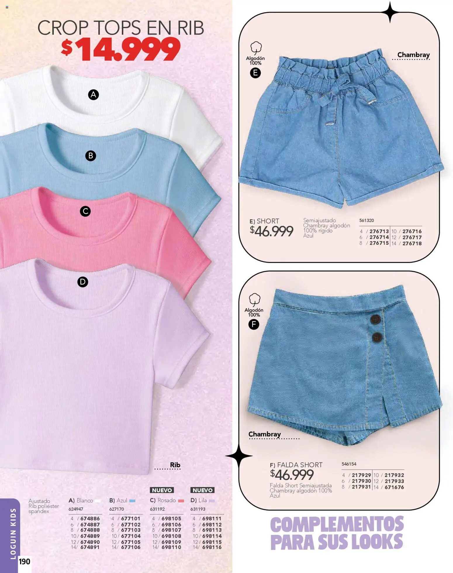 Pacifika revista - valida desde el 01.01.2026 | Página: 190 | Productos: Algodón, Falda, Short