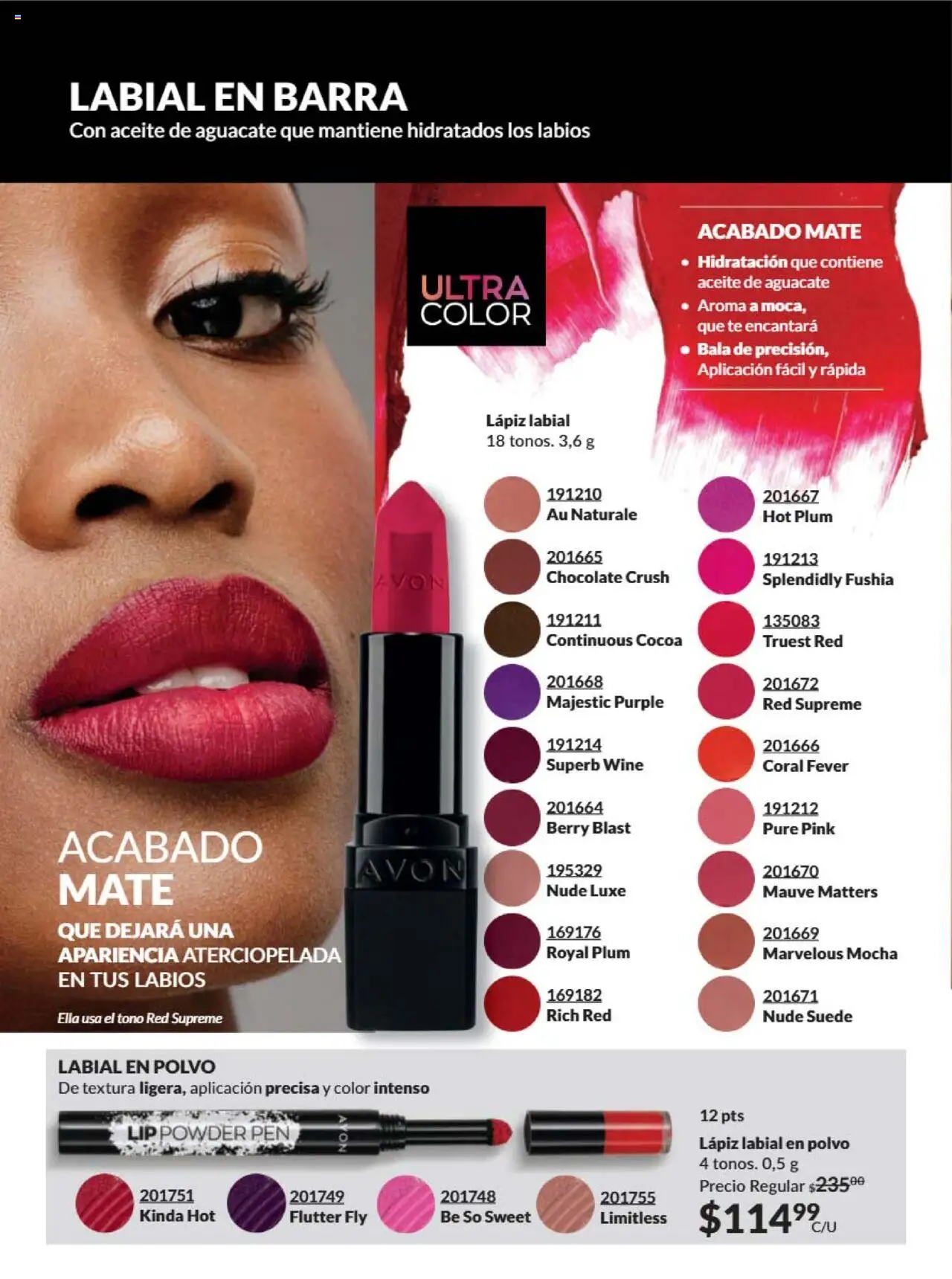 Nuevas ofertas de AVON válidas en toda la República Mexicana desde el 09.10.2025. ¡Encuentra las mejores ofertas en AVON - Campaña 16 2025! | Página: 50 | Productos: Chocolate, Mate, Polvo, Lápiz labial