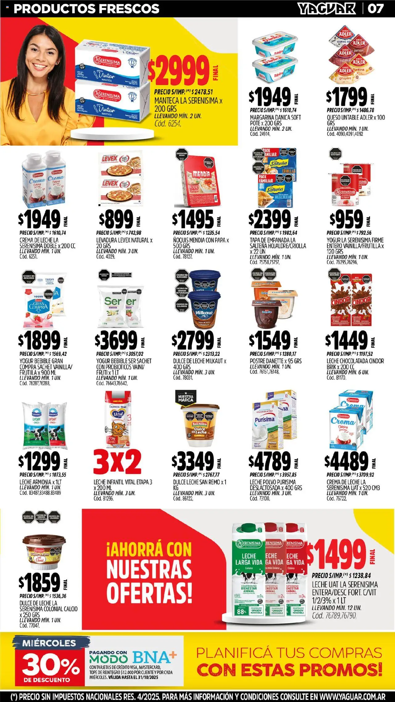 Yaguar - Misiones │ válido desde el 13.10.2025 | Página: 7 | Productos: Papa, Crema de leche, Manteca, Yogur