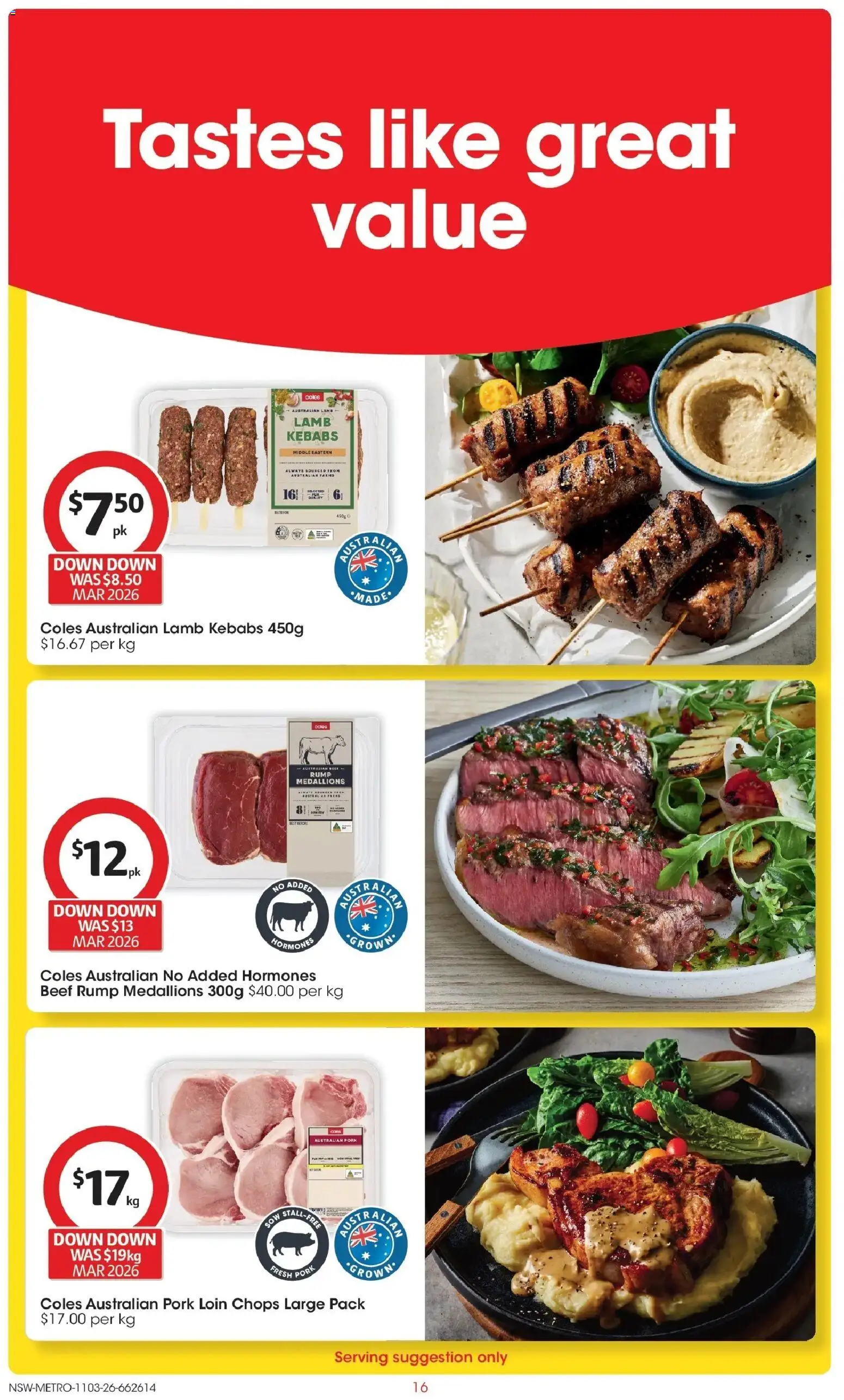 Coles catalogue - valid from 11.03.2026 | Page: 16 | Products: Pork, Lamb, Beef
