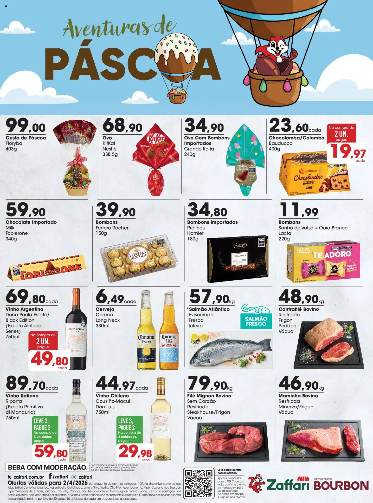 Zaffari Folheto - válido de 02.04.2026 | Página: 1 | Produtos: Maminha, Vinho, Bourbon, Ferrero Rocher